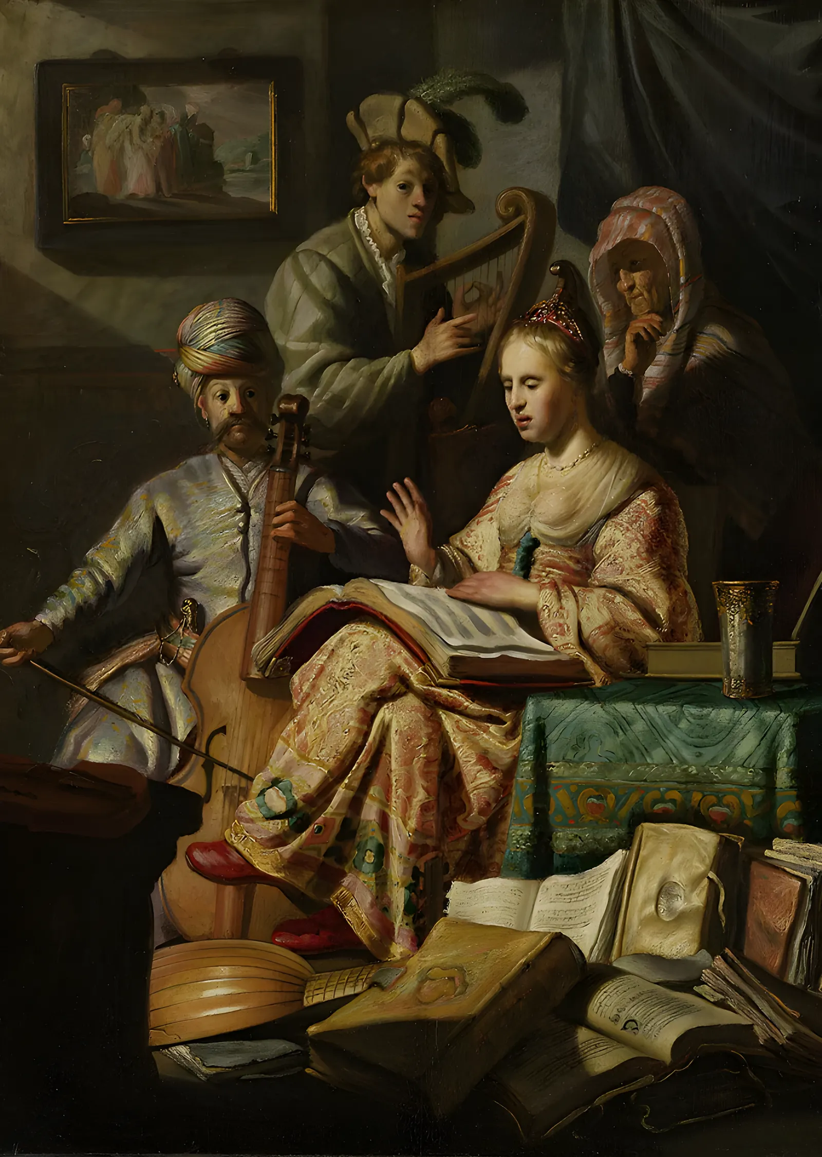 Müzik Topluluğu - Rembrandt metal tablo