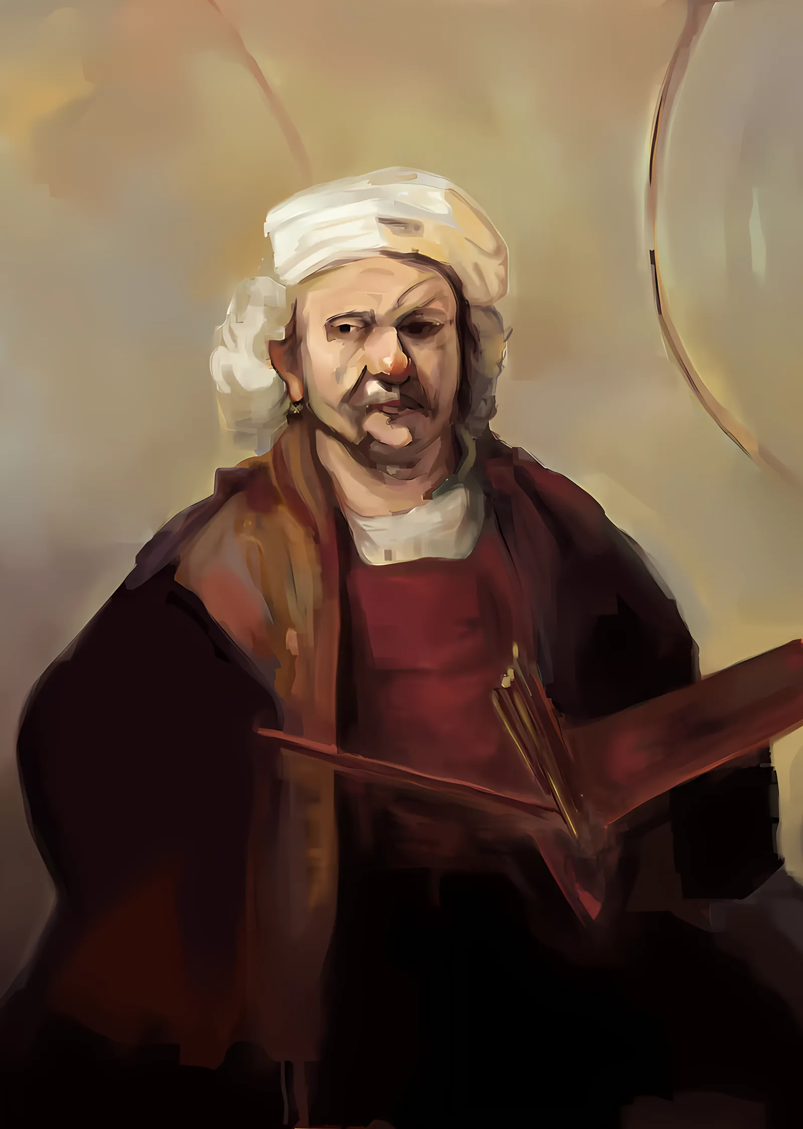 Rembrandt - İki Daire Önünde Otoportre metal tablo