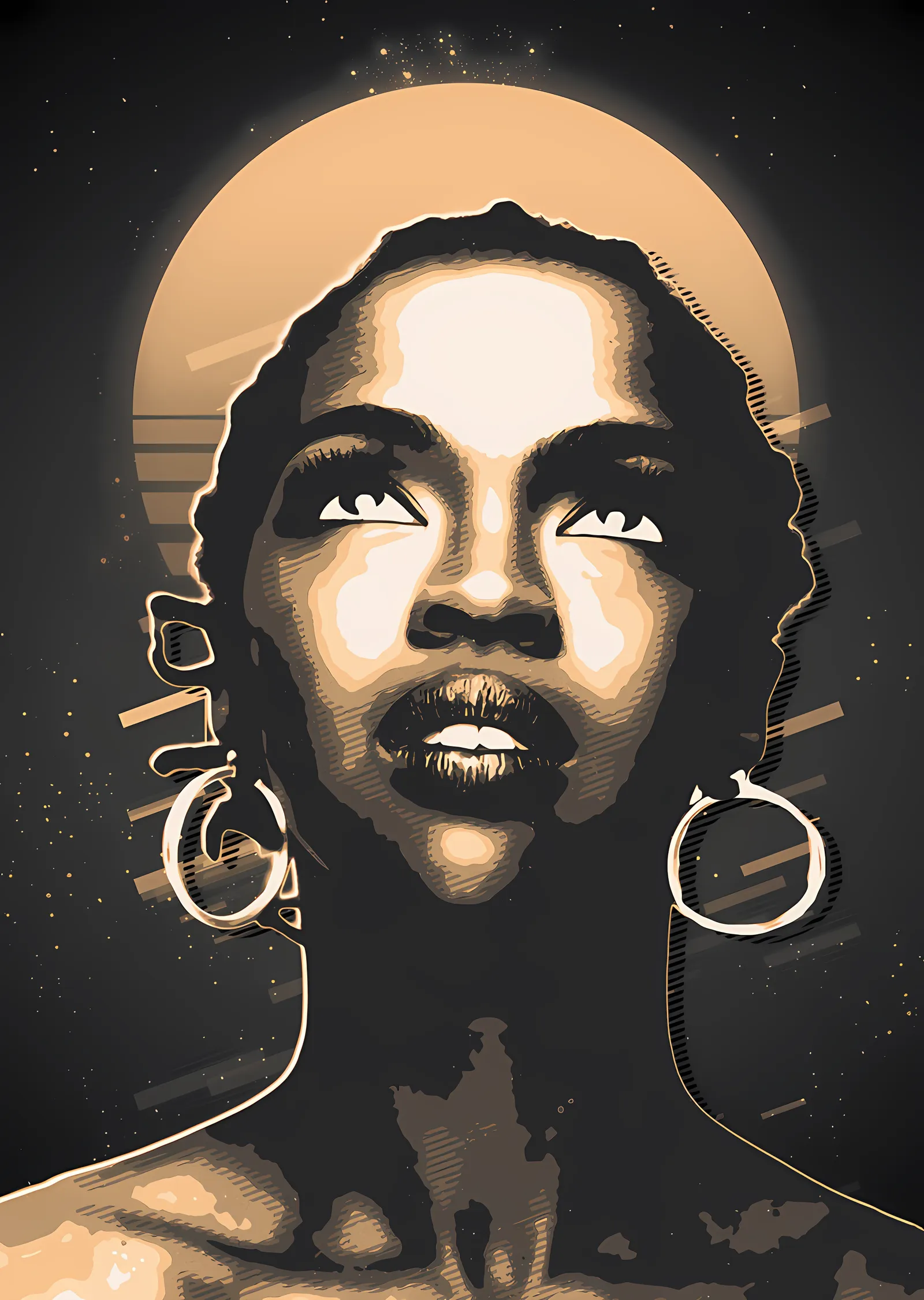 Lauryn Hill - Altın Halede Portre metal tablo
