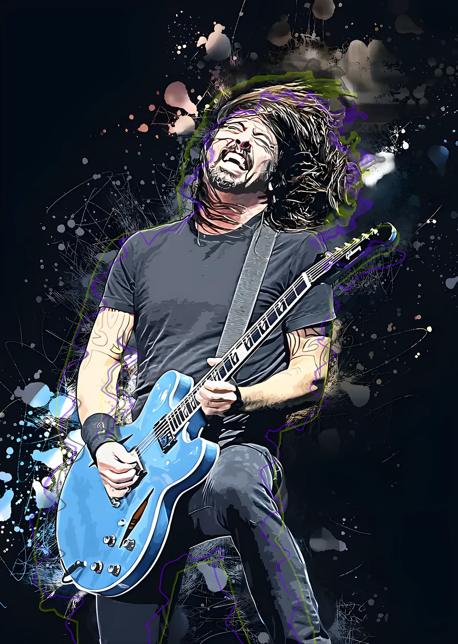 Foo Fighters - Sıçramalı Gitar Solosu metal tablo