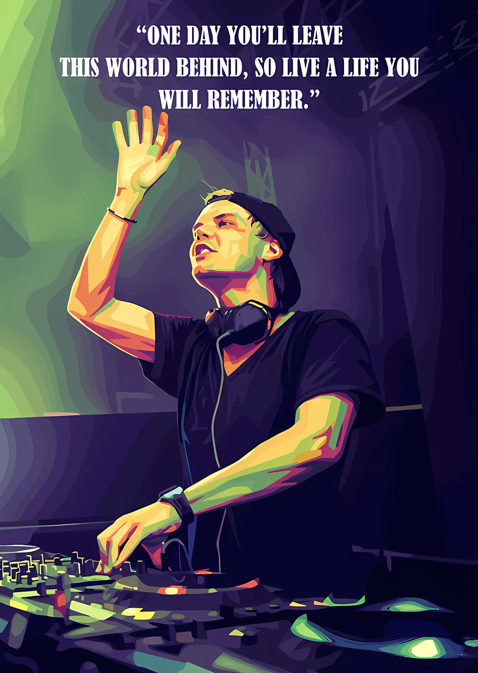 Avicii - Yeşil Işıkta DJ Kabini metal tablo
