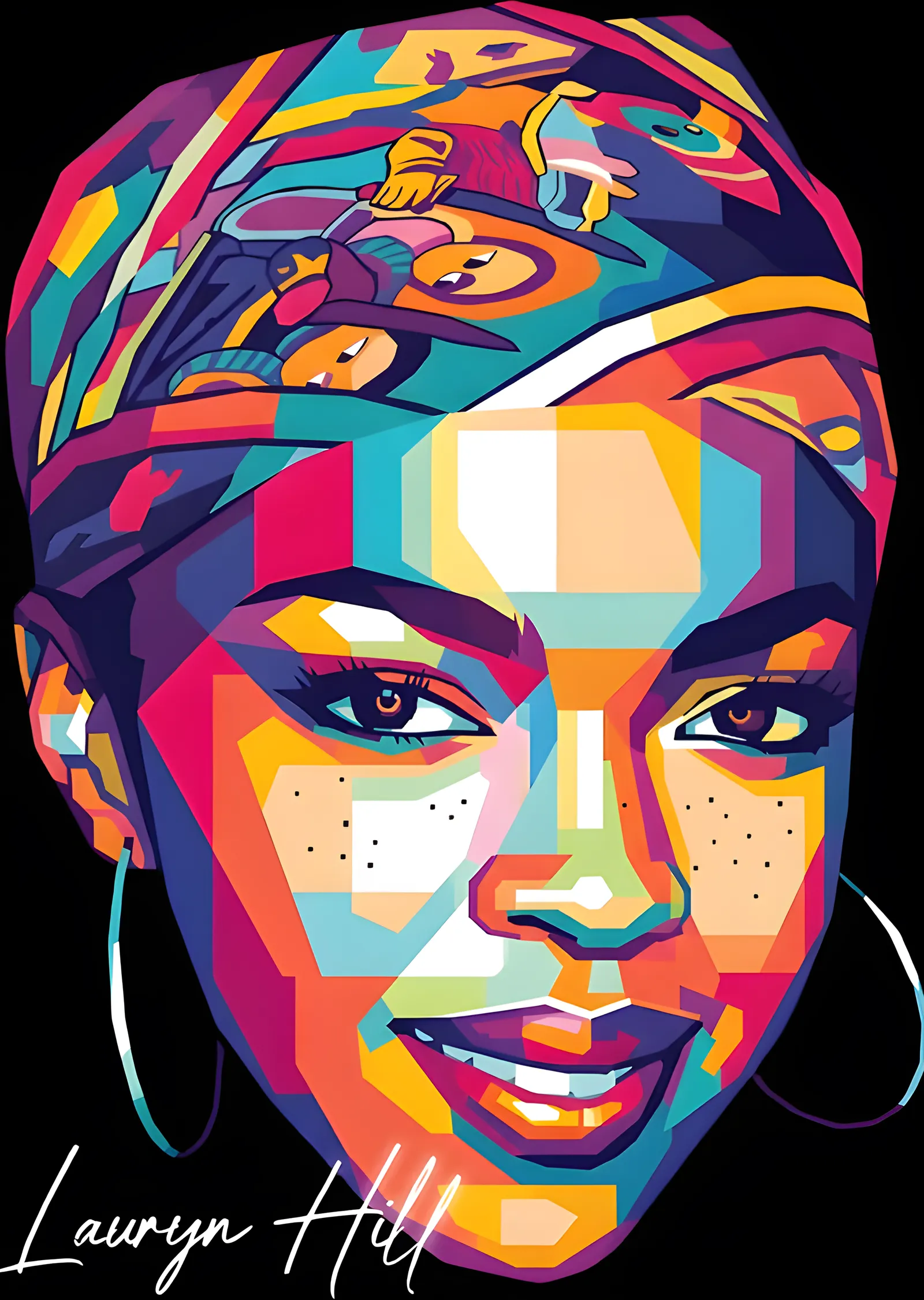 Lauryn Hill - Renk Bloklu Portre metal tablo