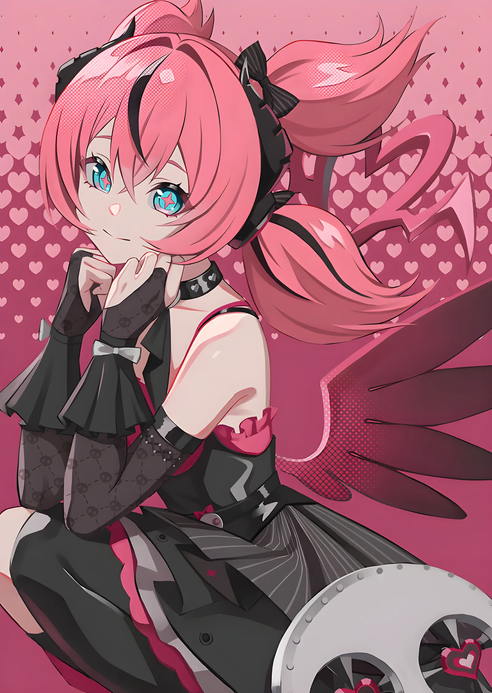 Pembe Saçlı Anime Karakteri metal tablo