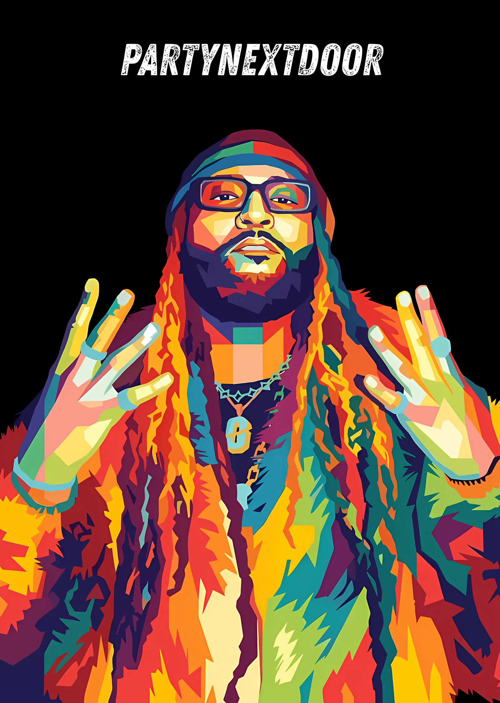PARTYNEXTDOOR - Renkli Mozaik Karesi metal tablo