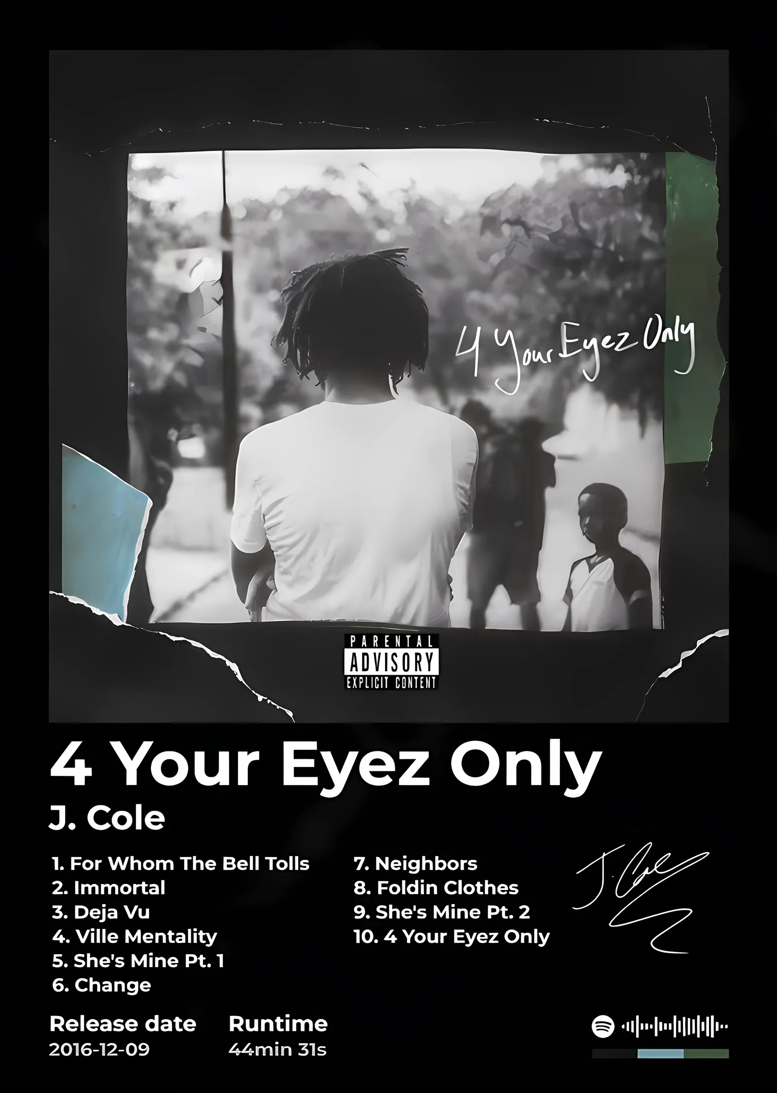 J. Cole - 4 Your Eyez Only metal tablo