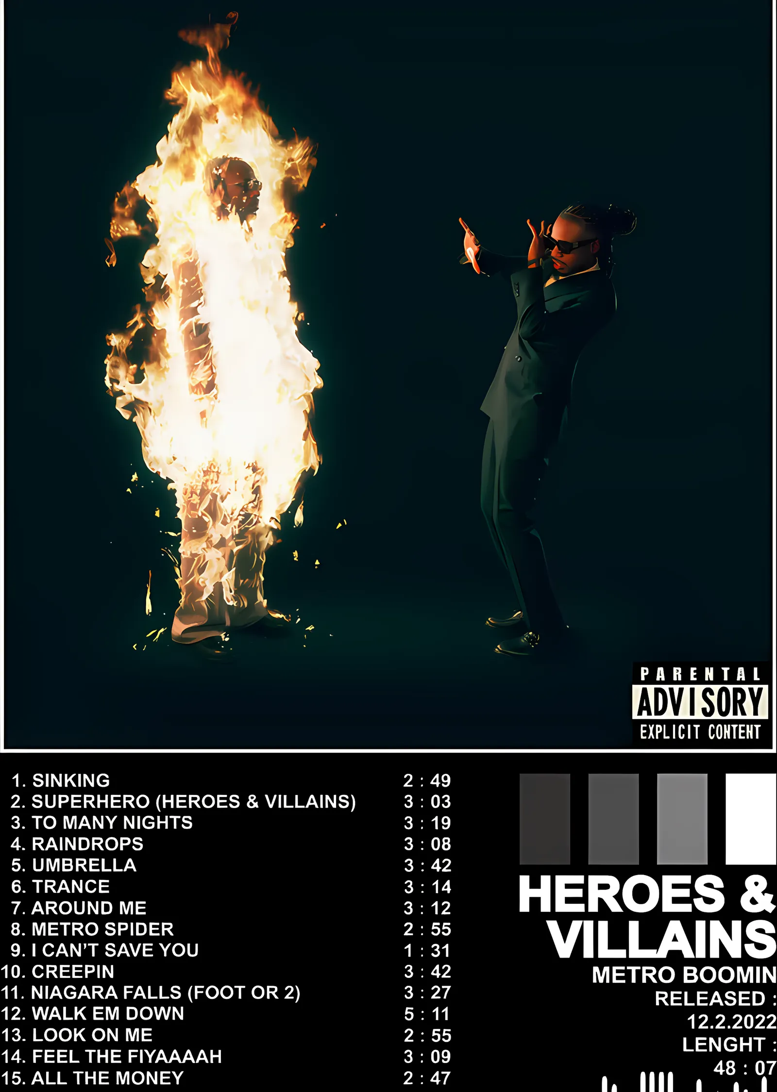 Metro Boomin - Heroes & Villains metal tablo