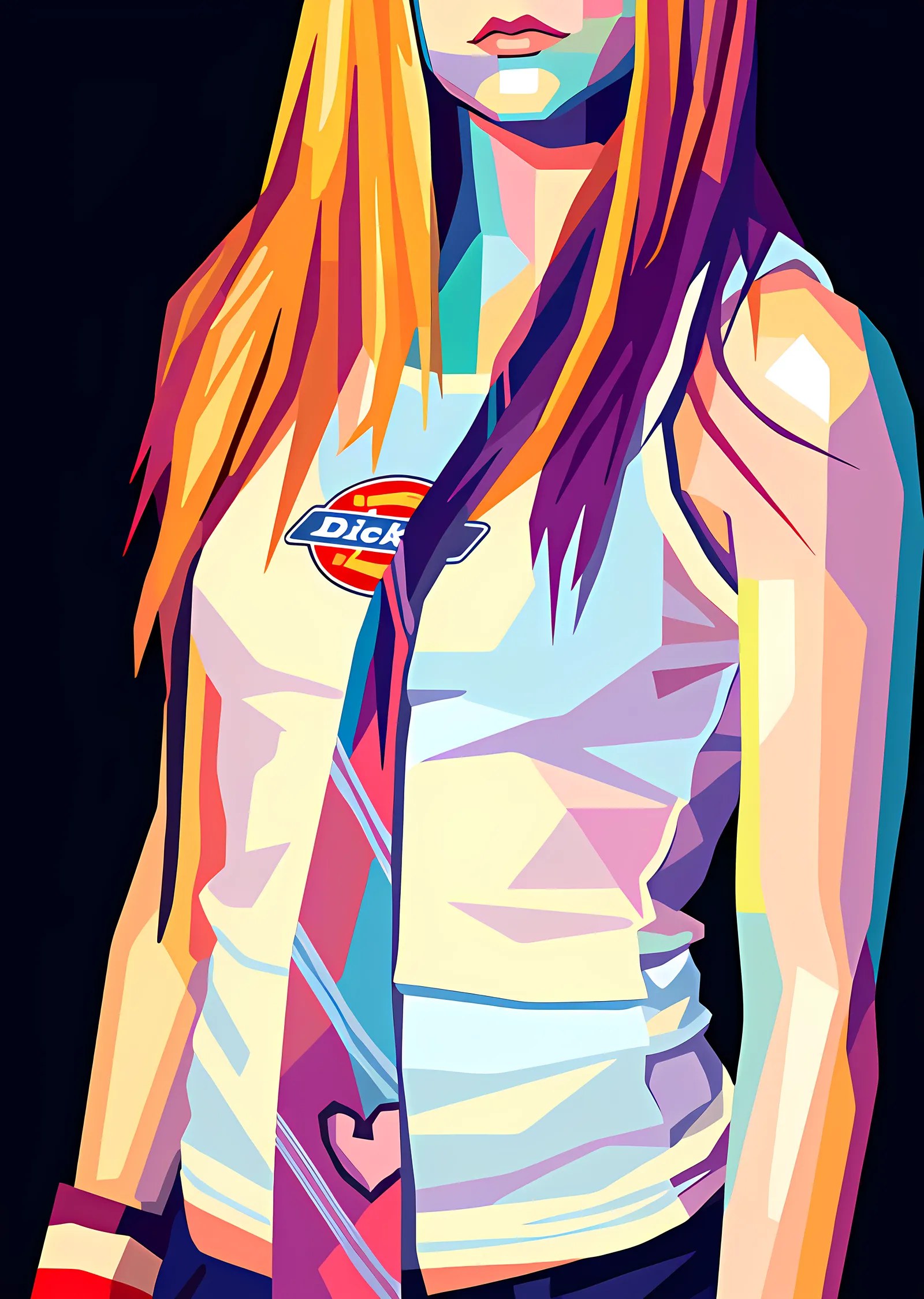 Avril Lavigne - Kravatlı Pop Art Portre metal tablo