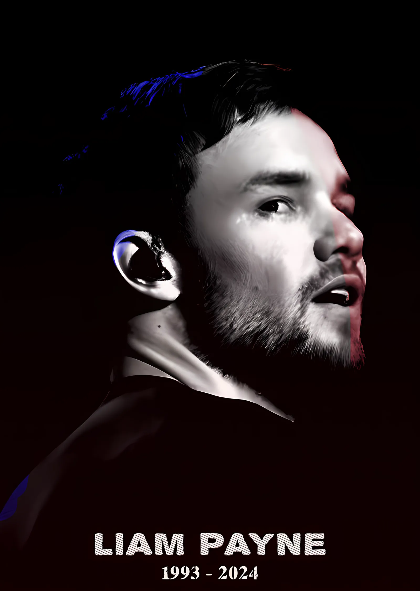 Liam Payne - Mavi Işıkta Portre metal tablo
