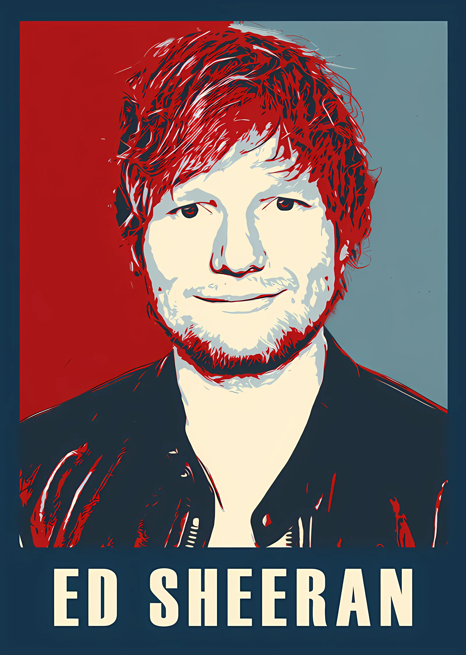 Ed Sheeran - Kırmızı Saçlı Poster Portre metal tablo