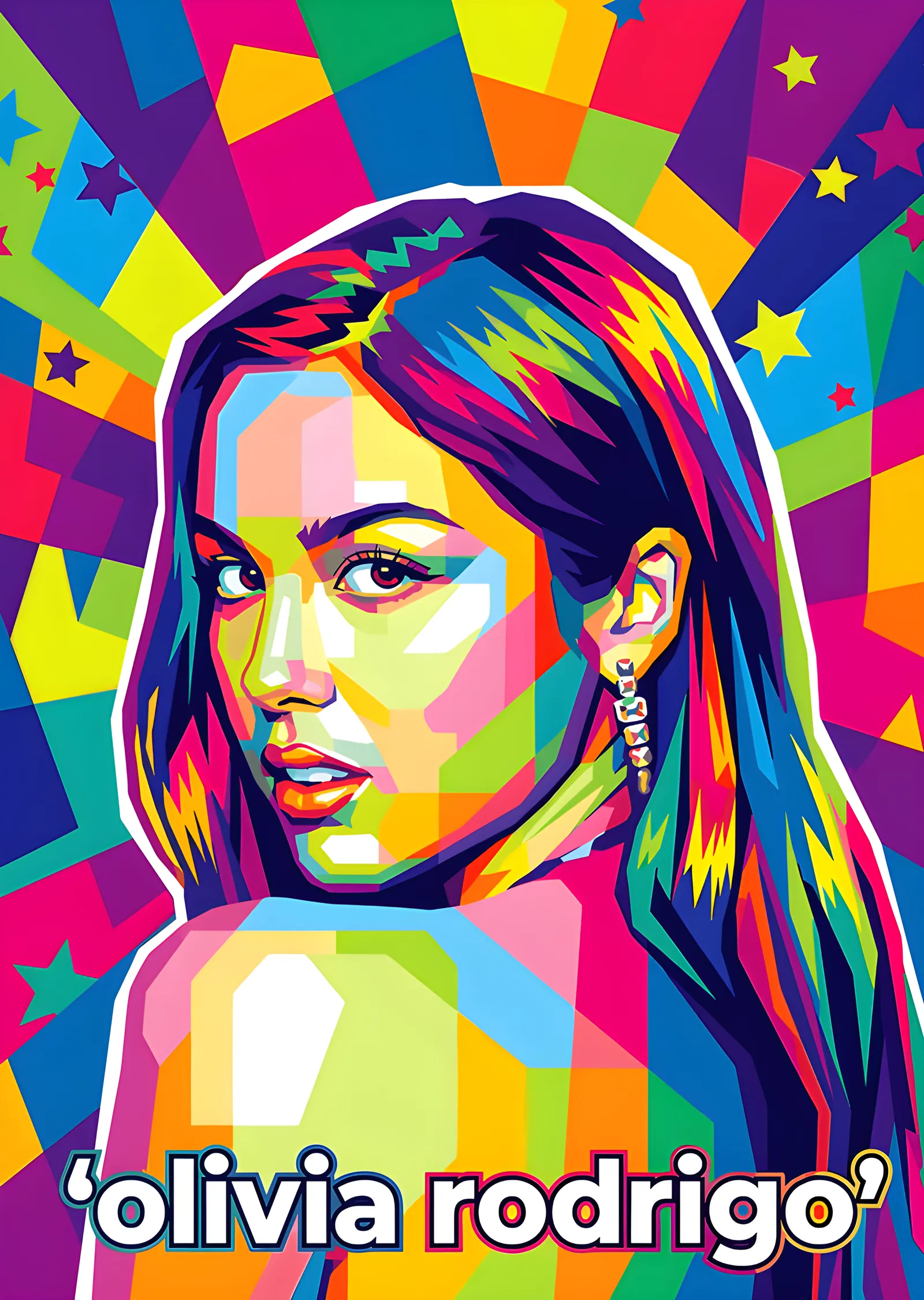 Olivia Rodrigo - Renkli Pop Art metal tablo