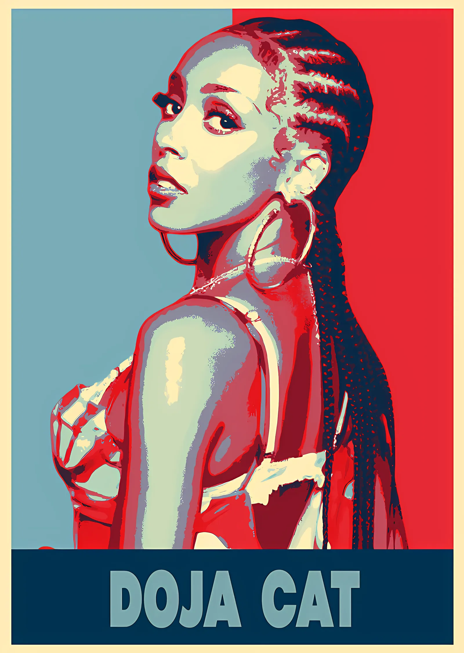 Doja Cat - Kırmızı Mavi Pop Art metal tablo