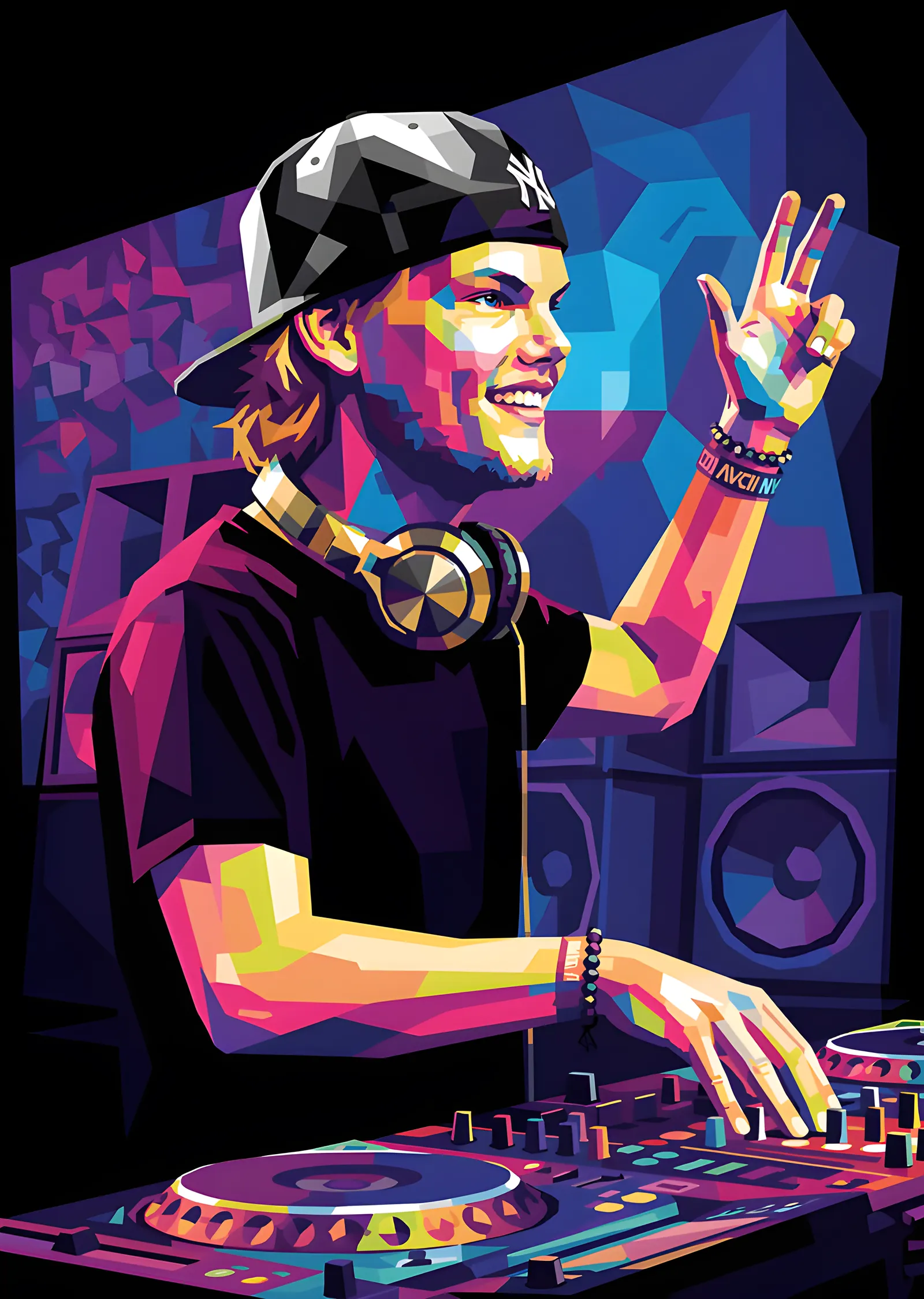 Avicii - Renk Bloklu DJ Portresi metal tablo