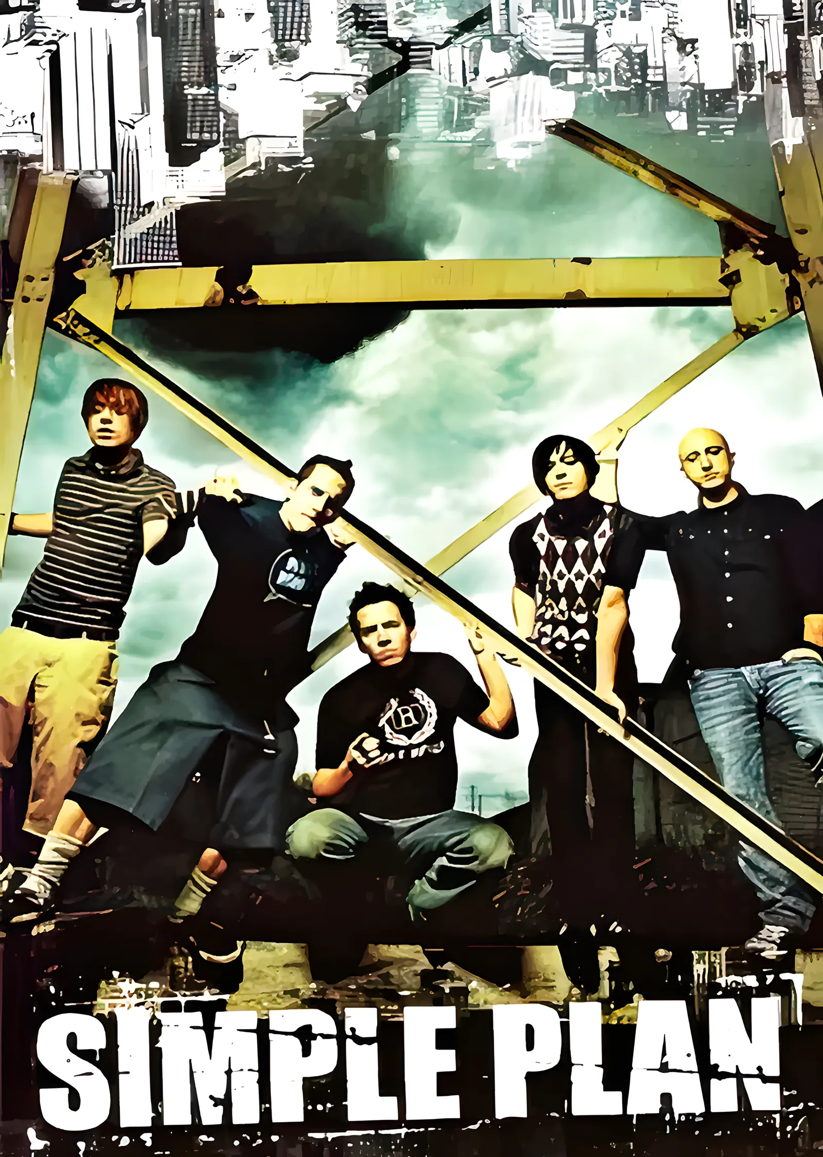 Simple Plan - Çatı İskeletinde Grup metal tablo