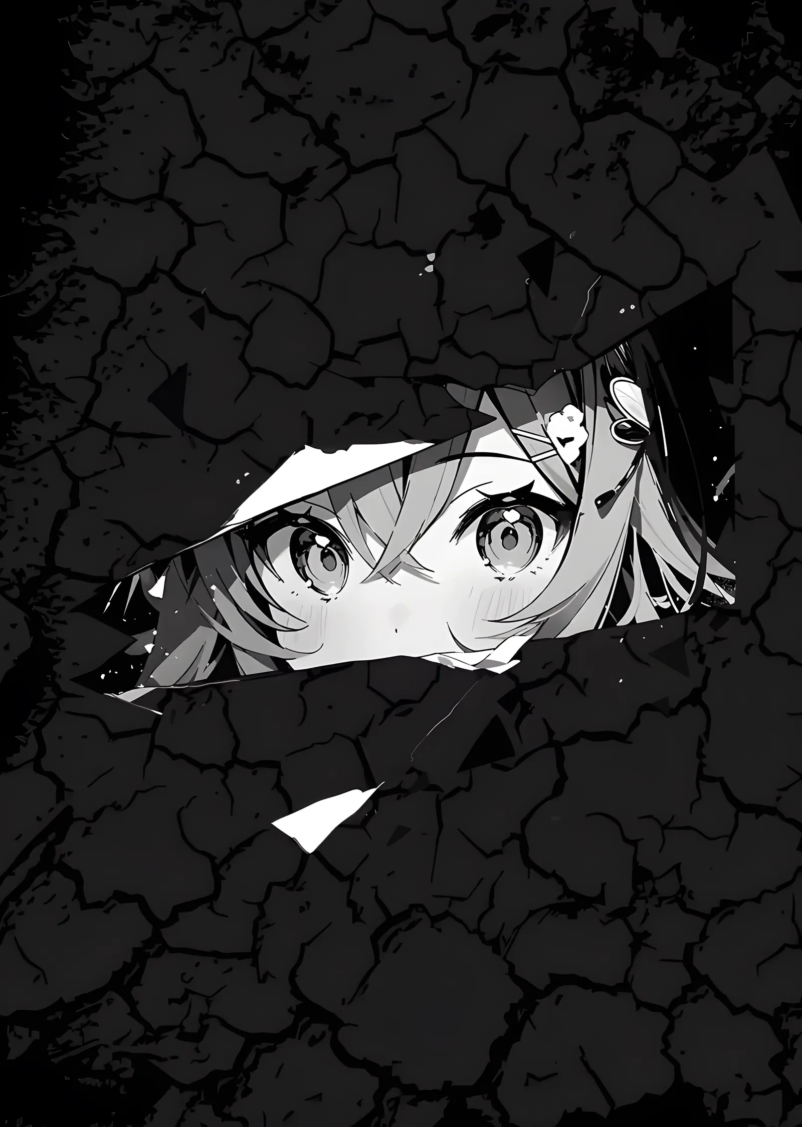 Çatlaktan Bakan Anime Gözler metal tablo