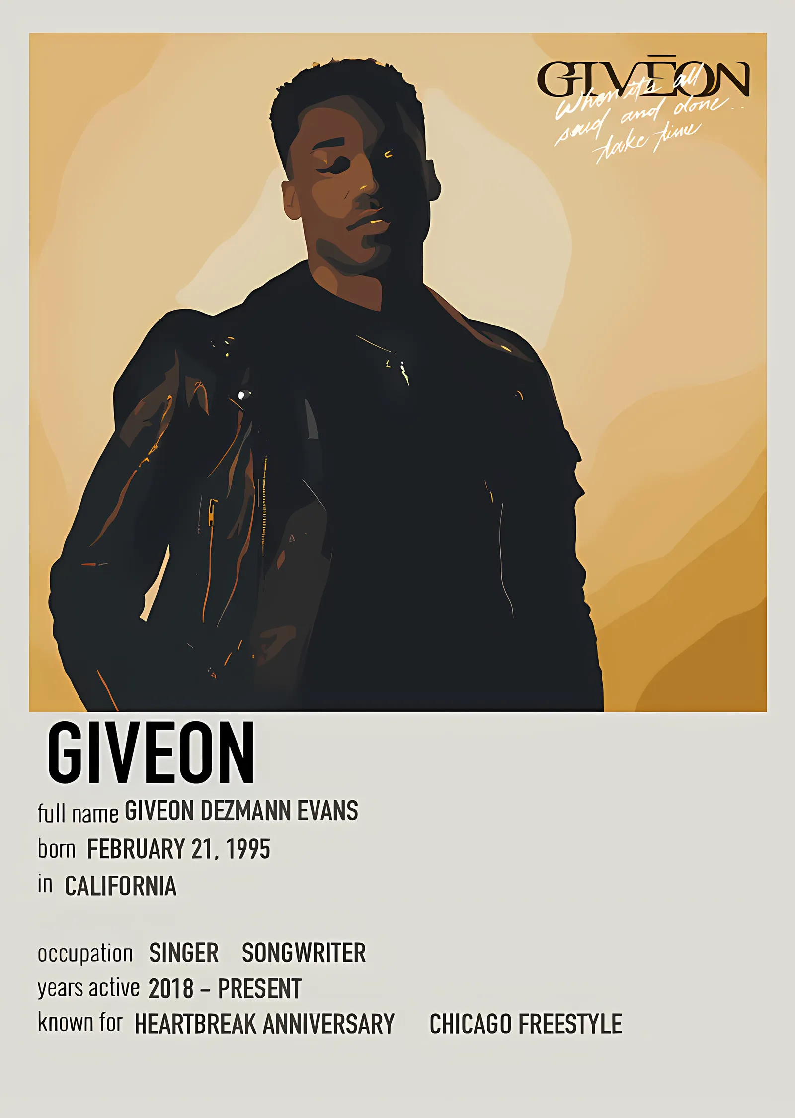Giveon - Künye Portre metal tablo