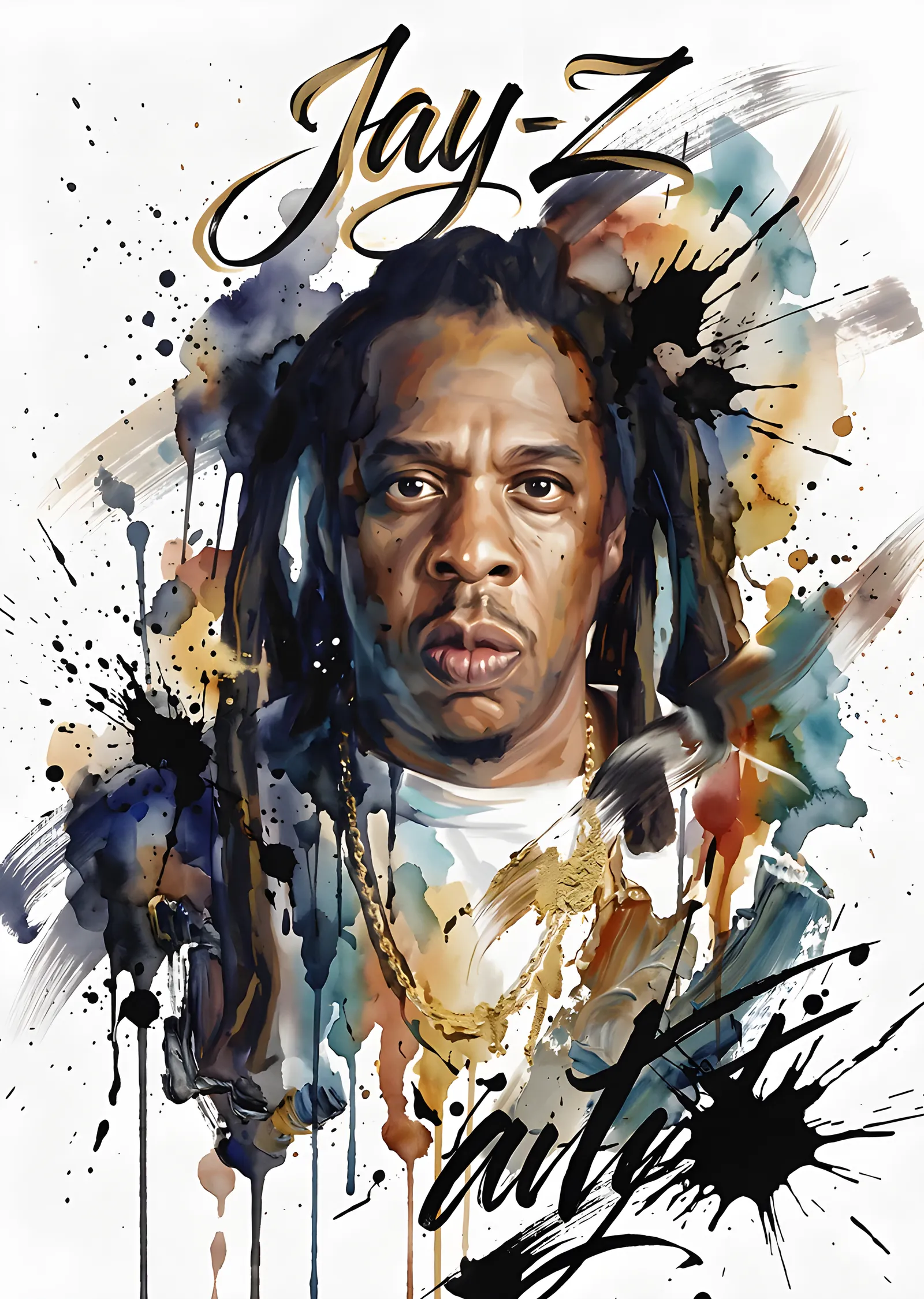 Jay-Z - Suluboya Portre metal tablo