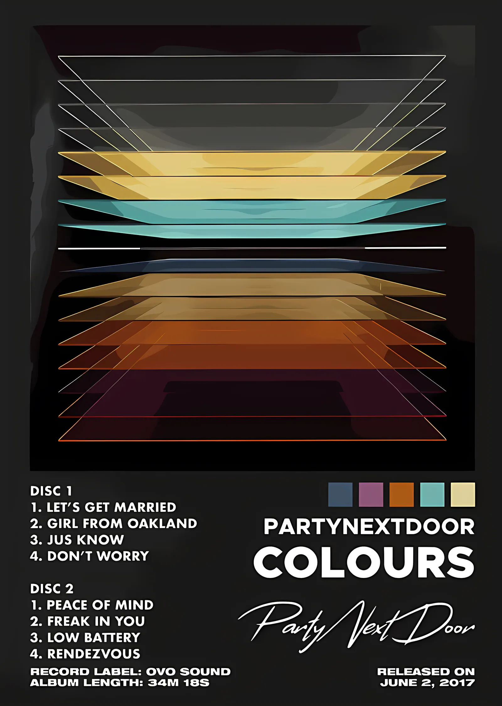 PARTYNEXTDOOR - Colours Albüm Kartı metal tablo