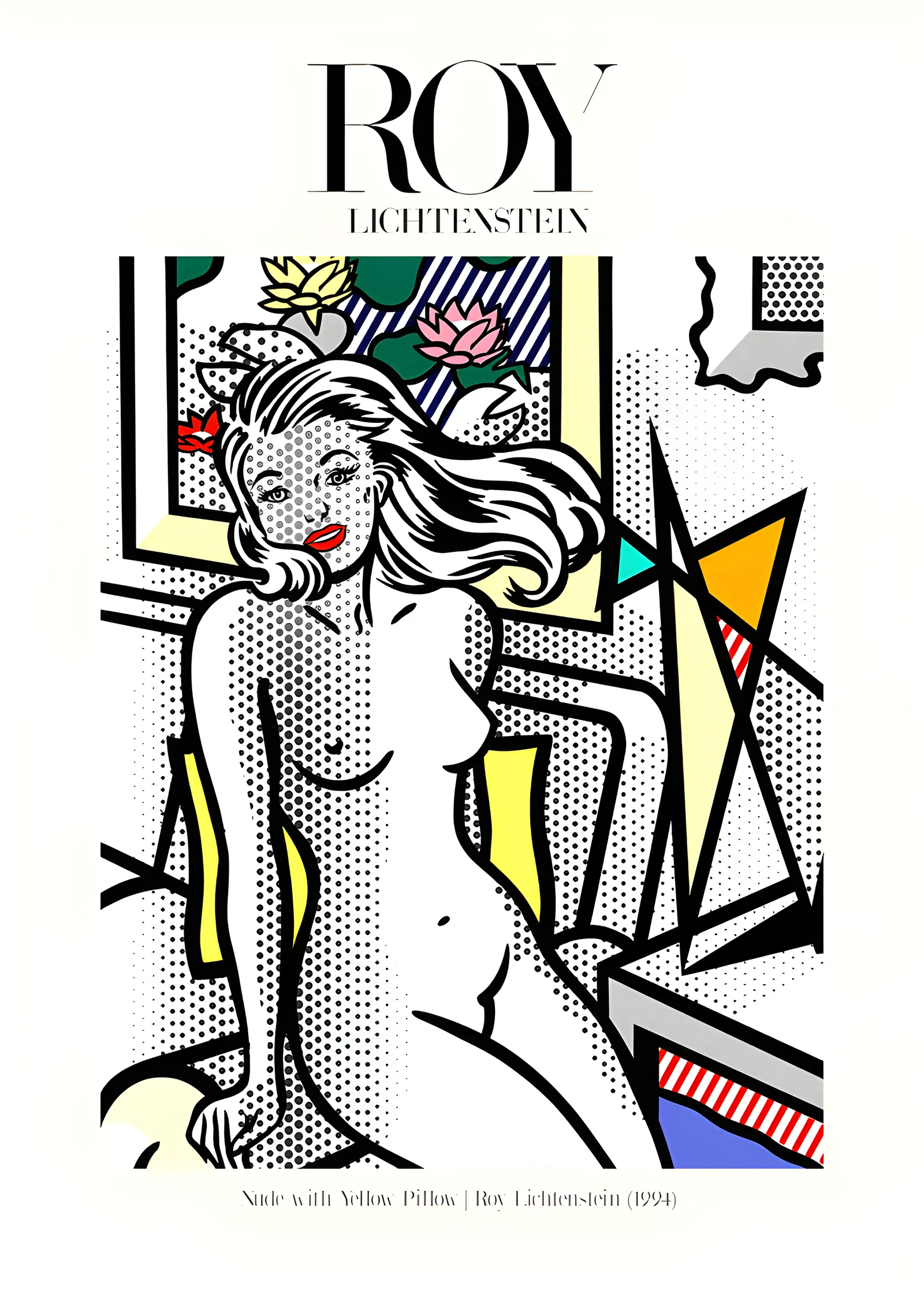 Roy Lichtenstein - Sarı Yastıklı Nü metal tablo