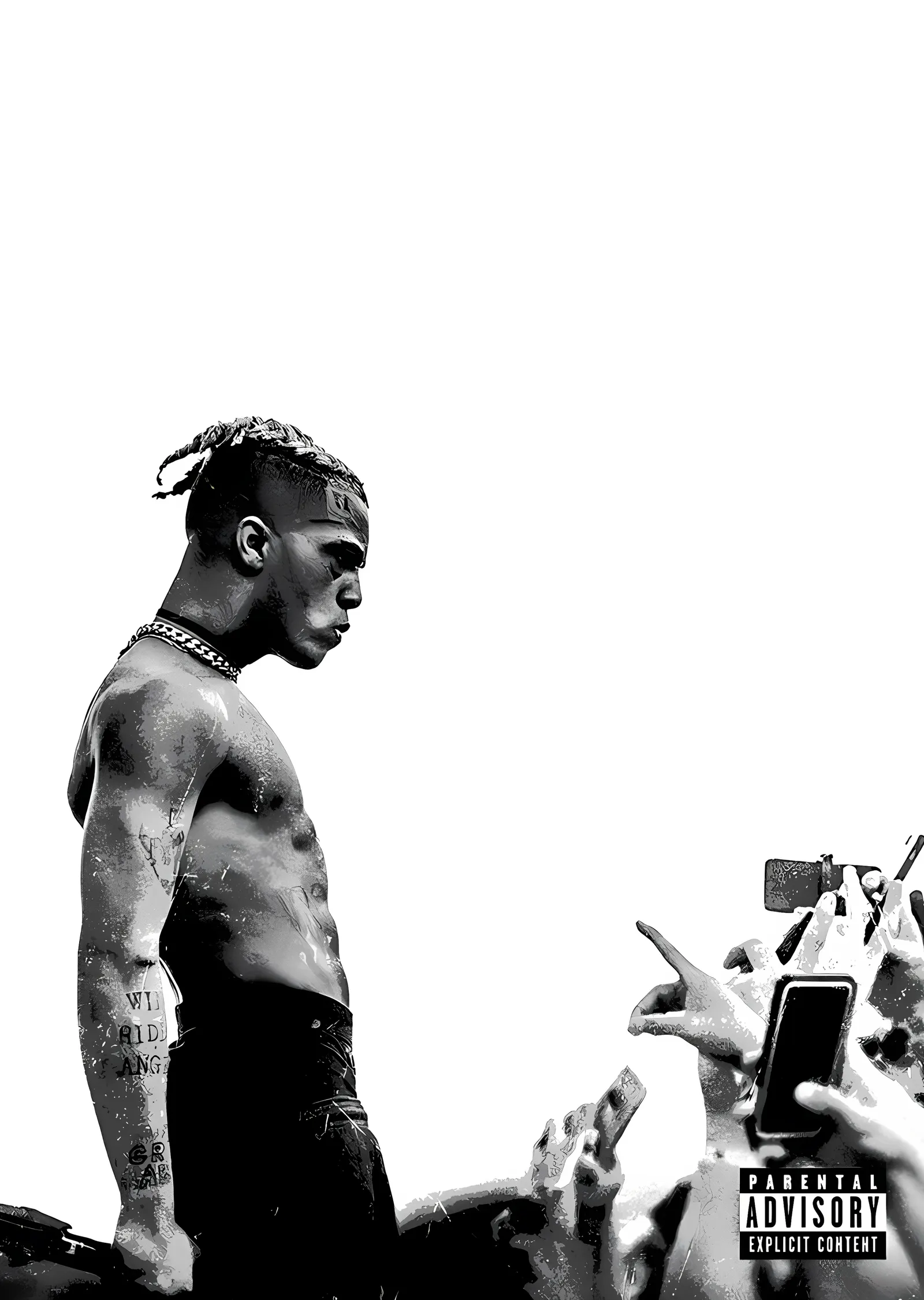 XXXTentacion - Kalabalığın Önünde Siyah Beyaz metal tablo