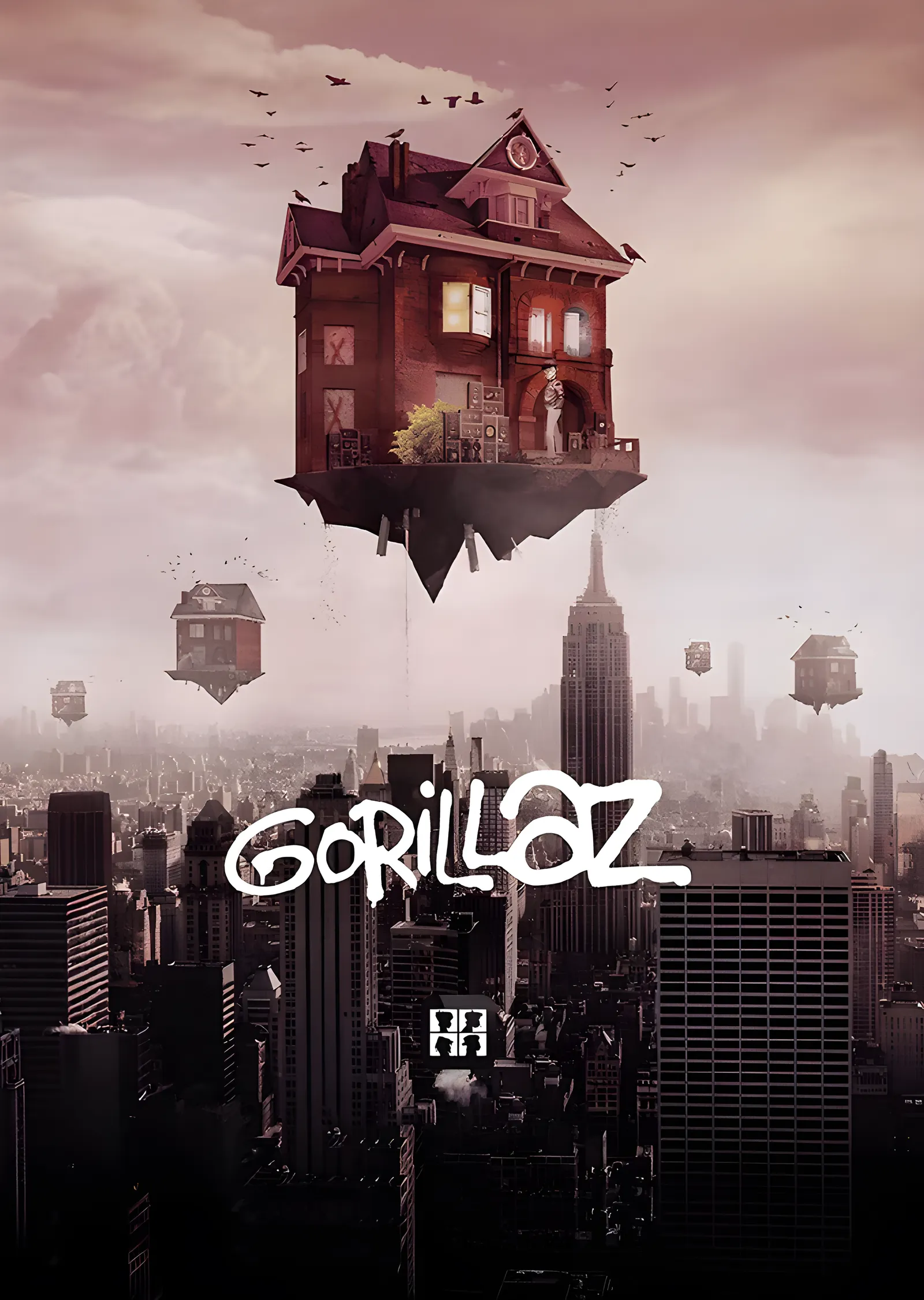 Gorillaz - Uçan Ev metal tablo