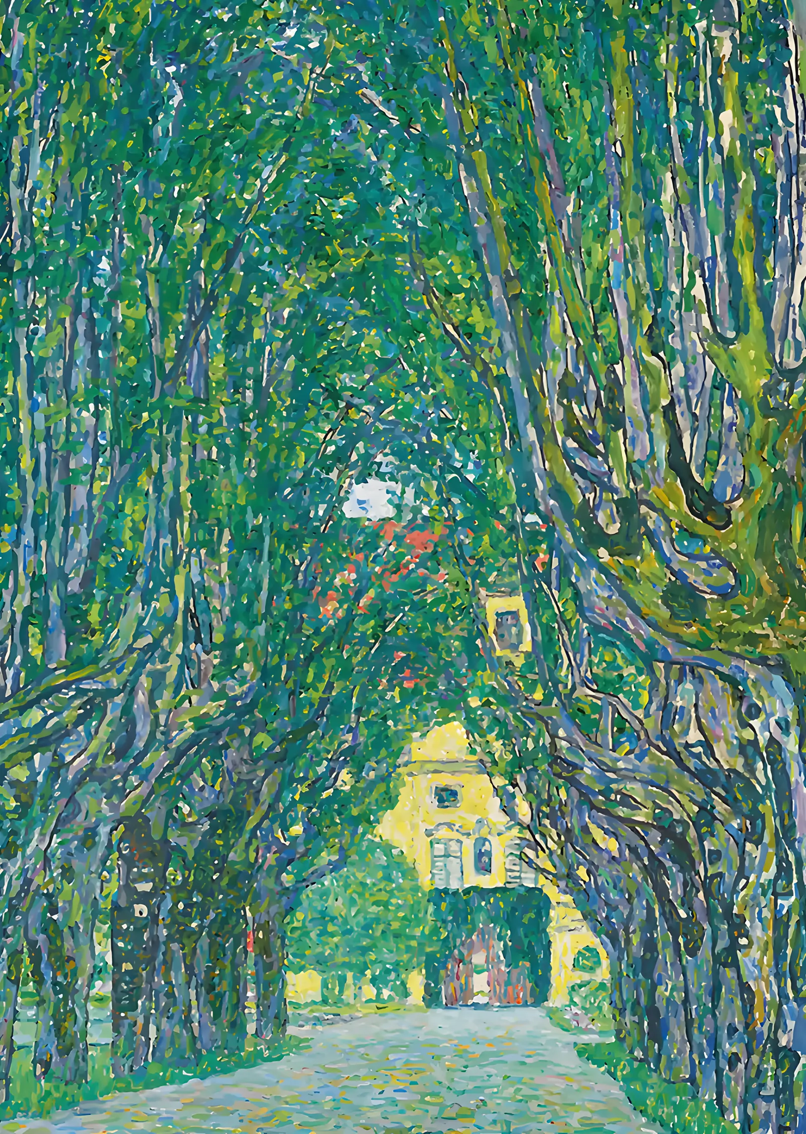 Gustav Klimt - Ağaçlı Yol metal tablo