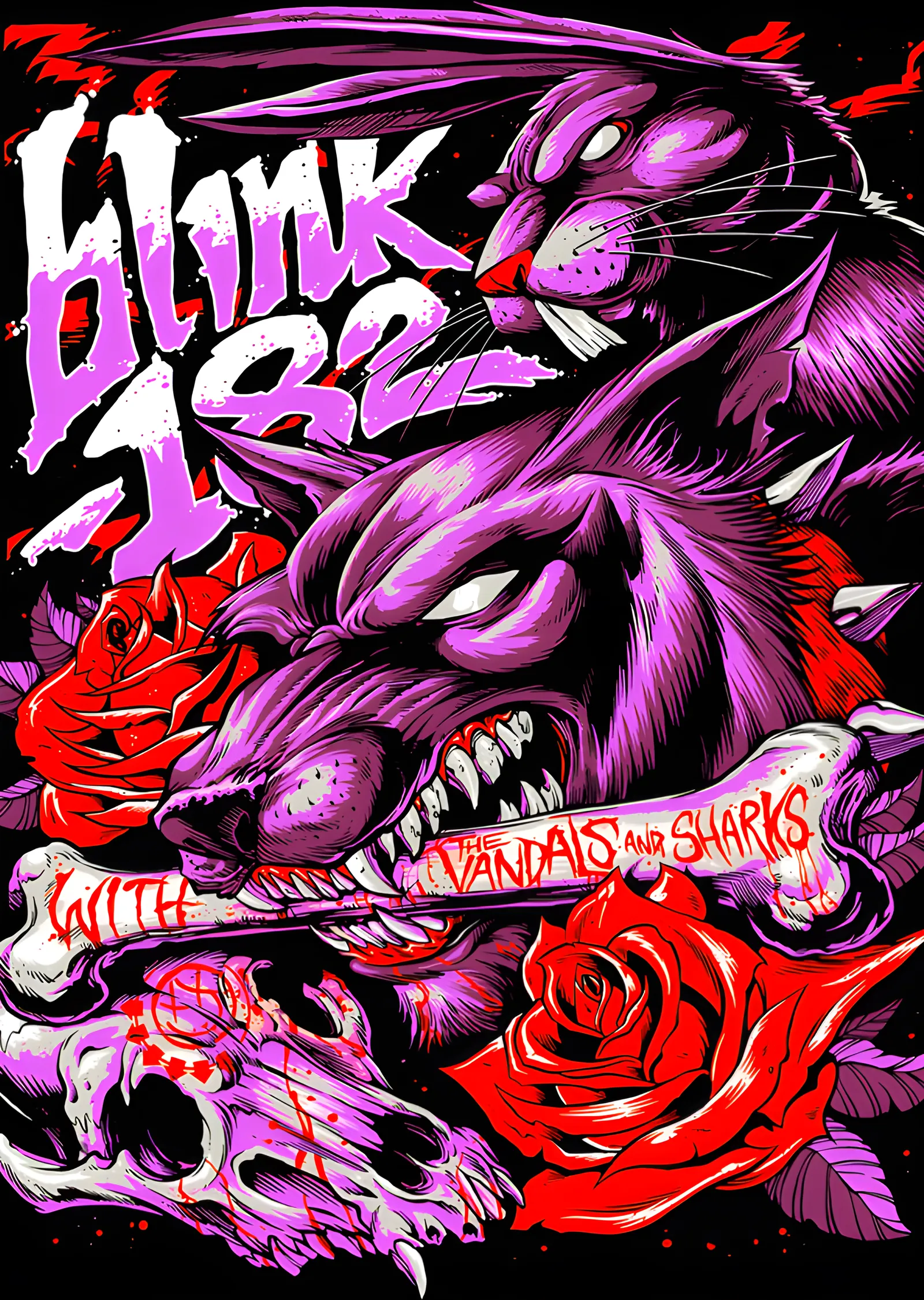 Blink-182 - Mor Tavşan ve Güller metal tablo