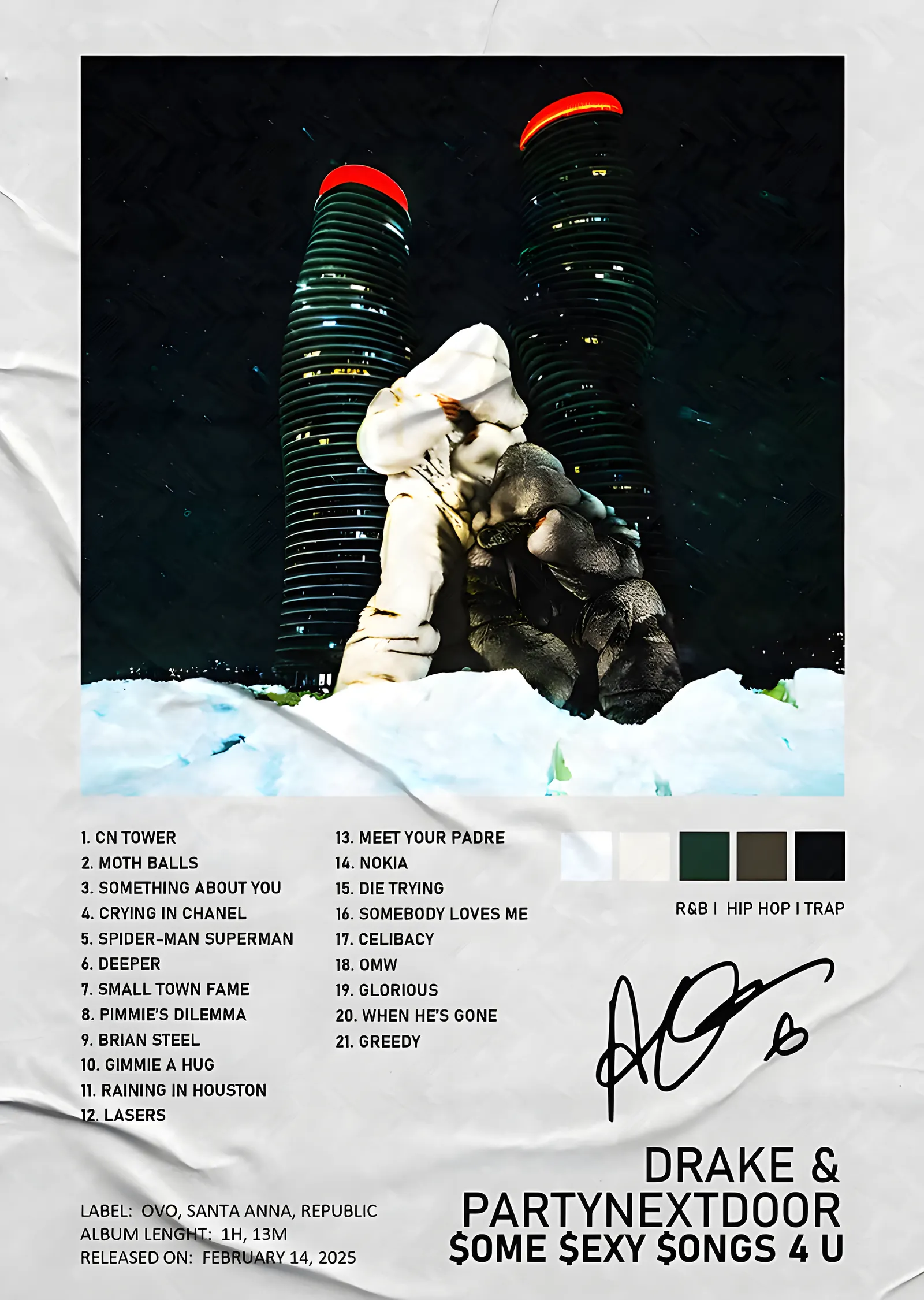 Drake ve PARTYNEXTDOOR - Some Sexy Songs 4 U metal tablo