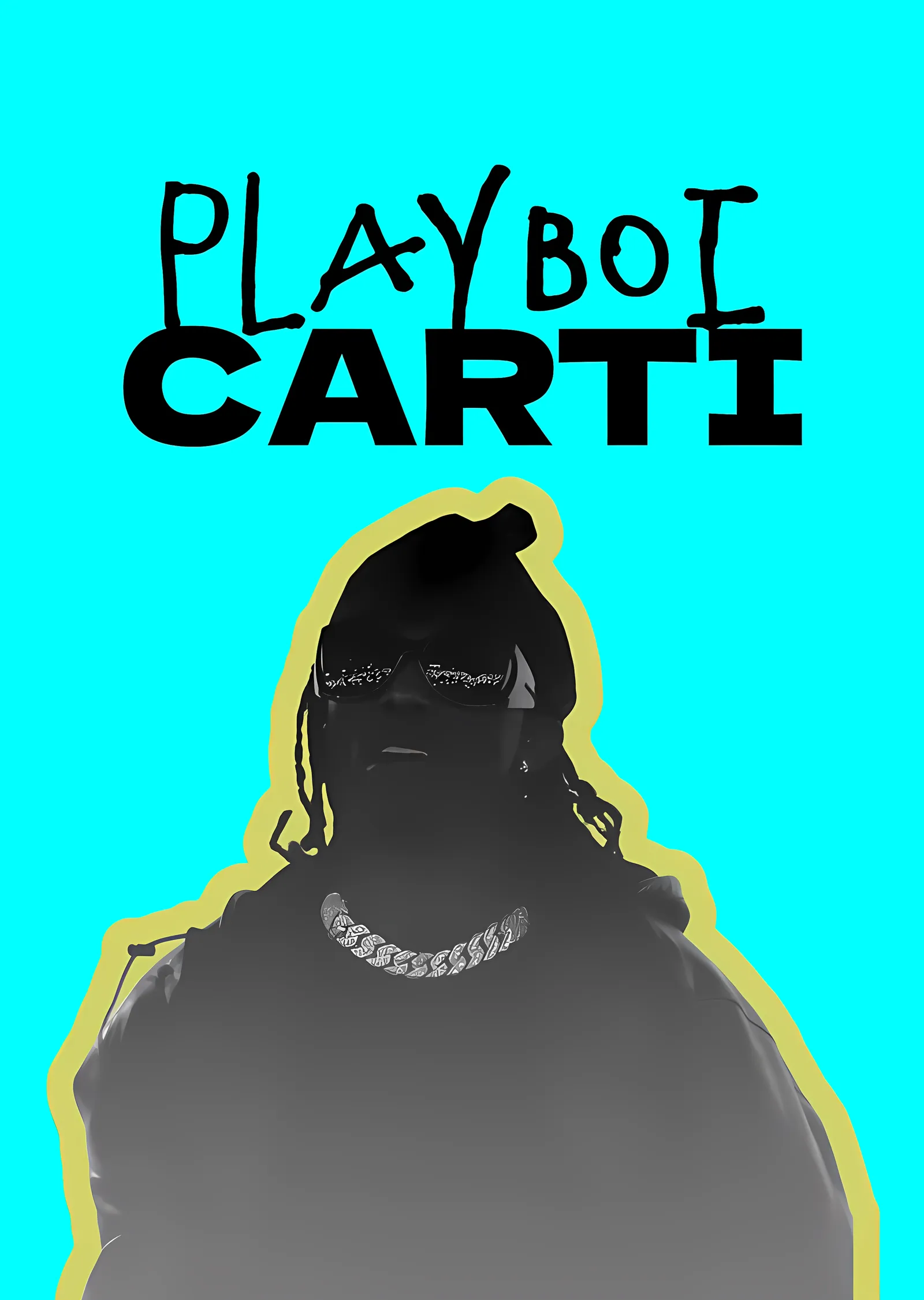Playboi Carti - Turkuaz Zeminde Silüet metal tablo