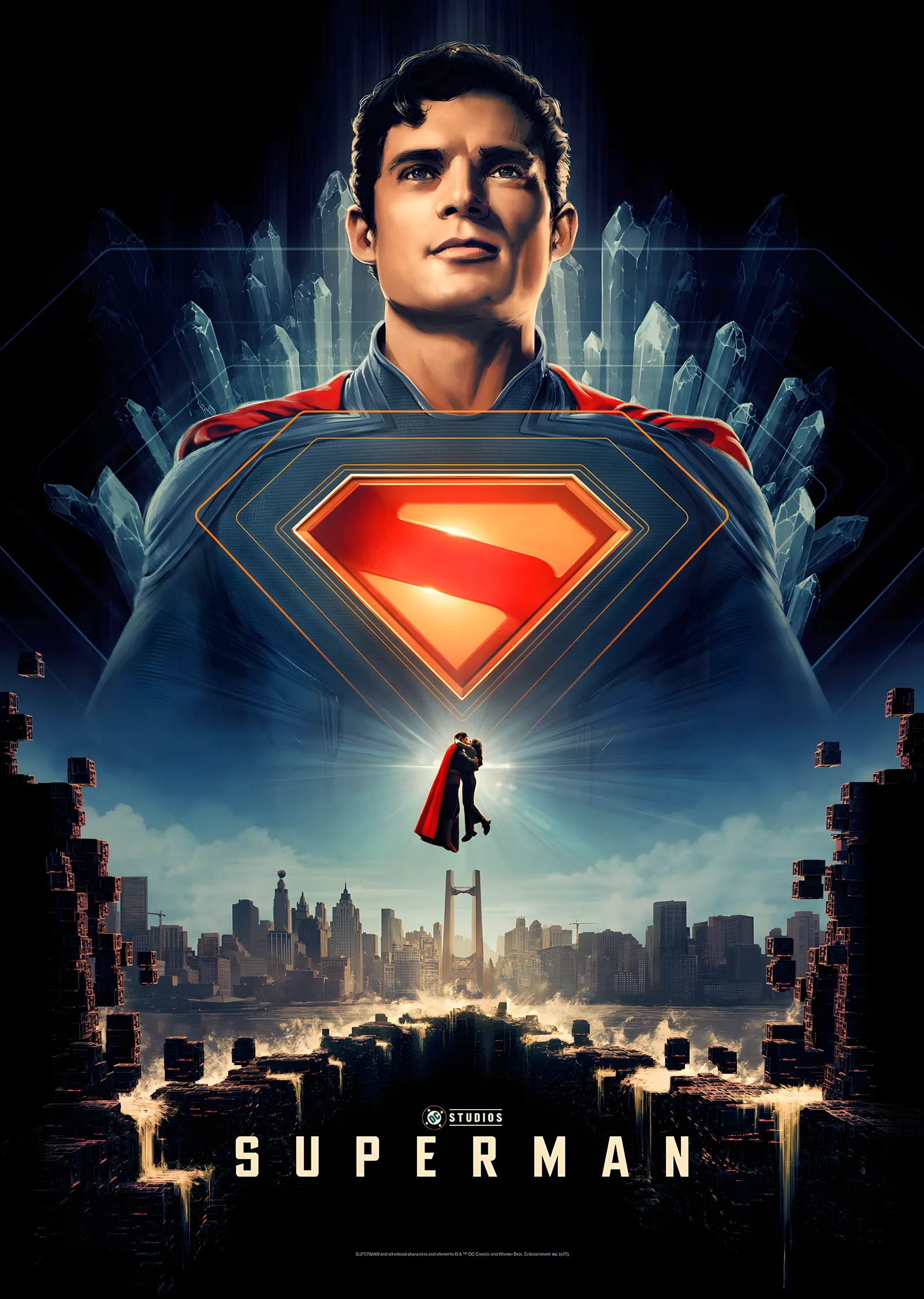 Superman - Şehir Üzerinde Amblem metal tablo