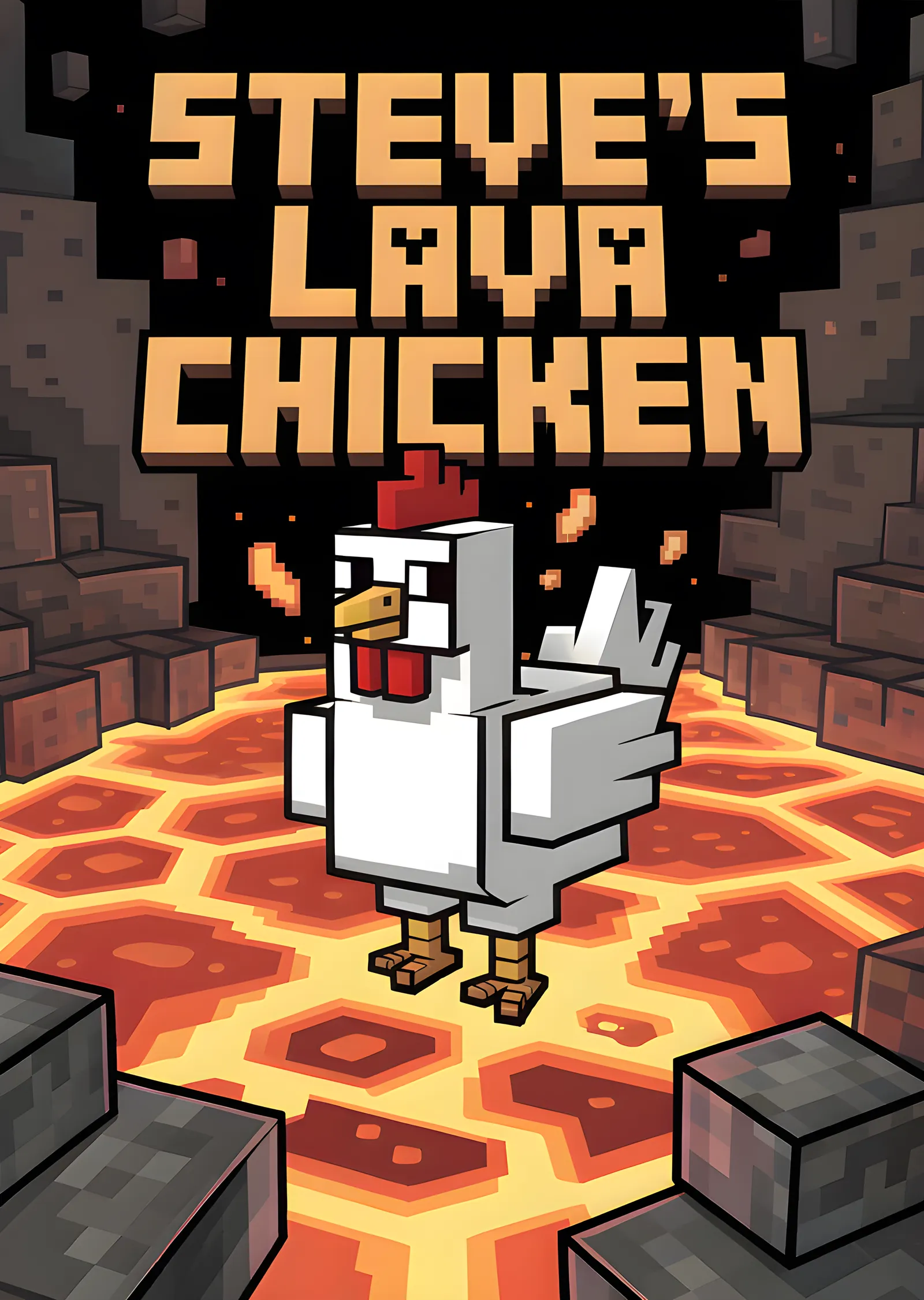 Minecraft - Steve's Lava Chicken metal tablo