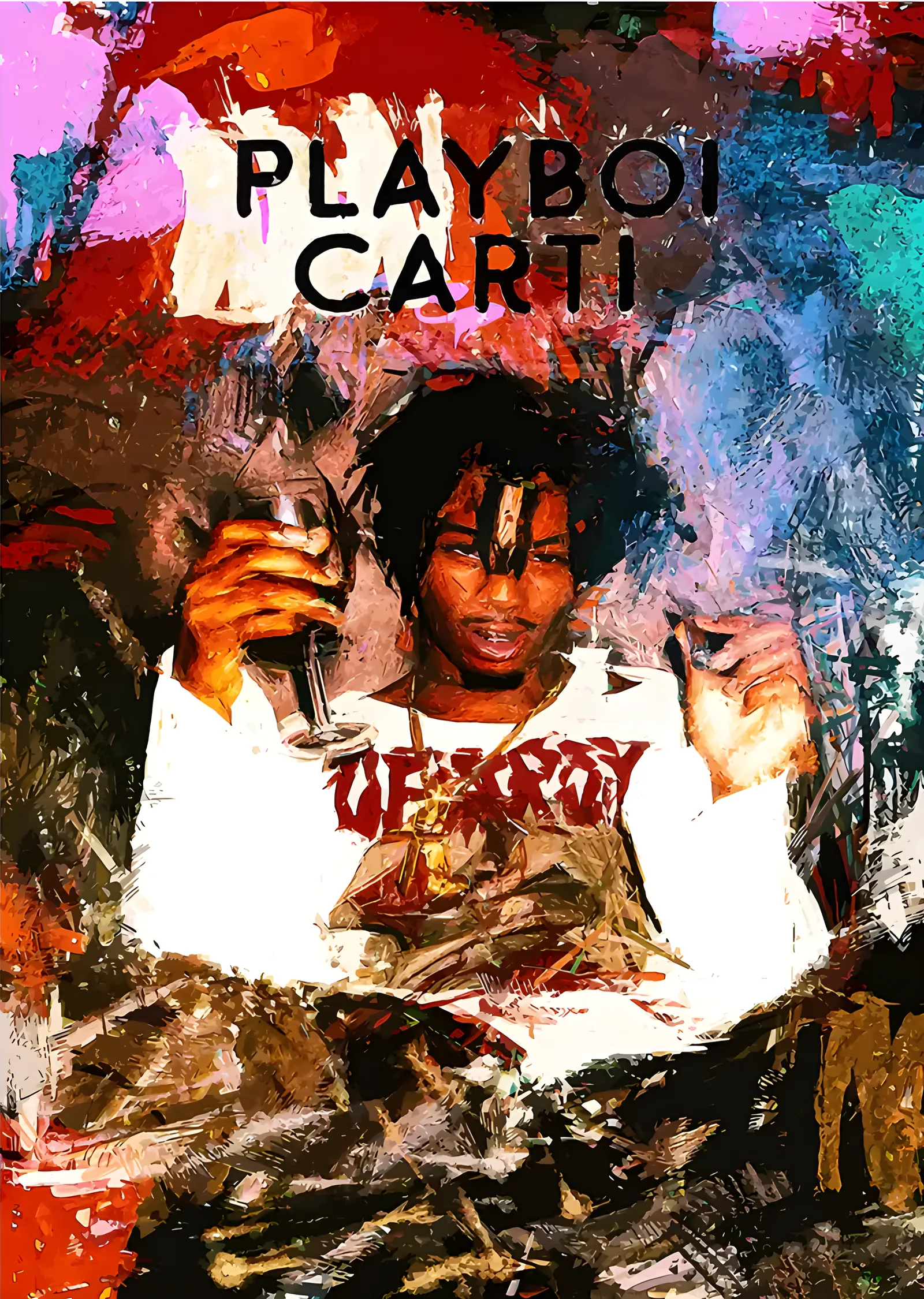 Playboi Carti - Renkli Fırça Darbeleri metal tablo