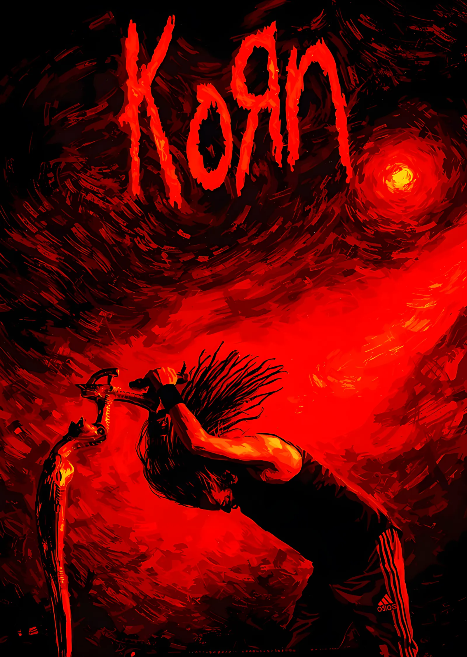 Korn - Kırmızı Sahnede Vokal metal tablo