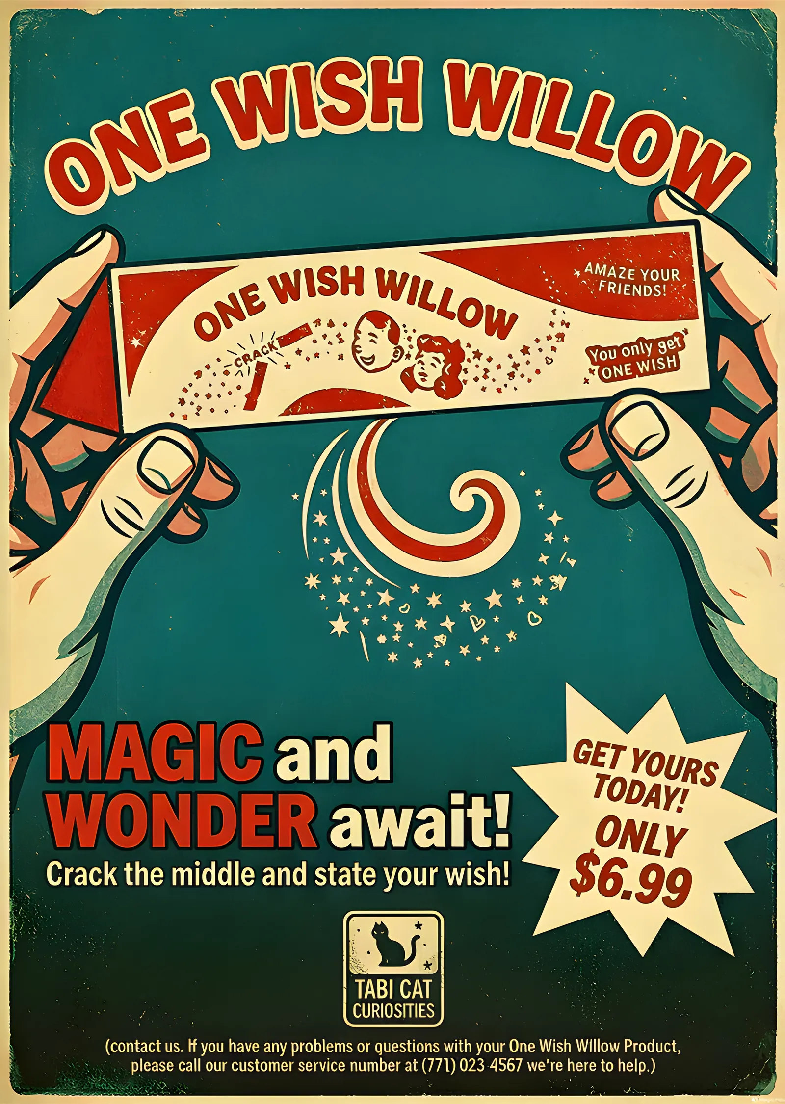 One Wish Willow - Retro Reklam Afişi metal tablo