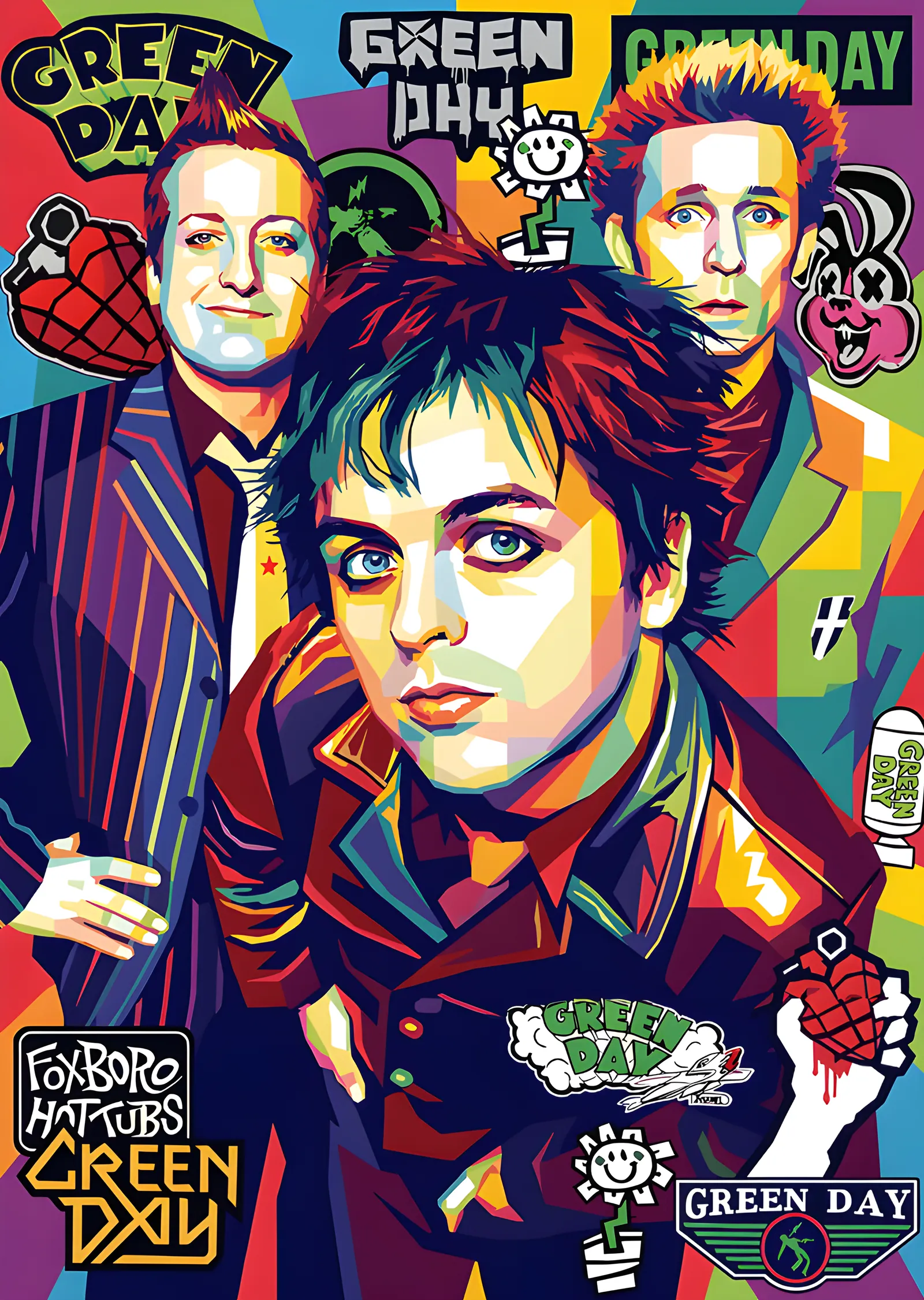 Green Day - Renk Bloklu Kolaj metal tablo