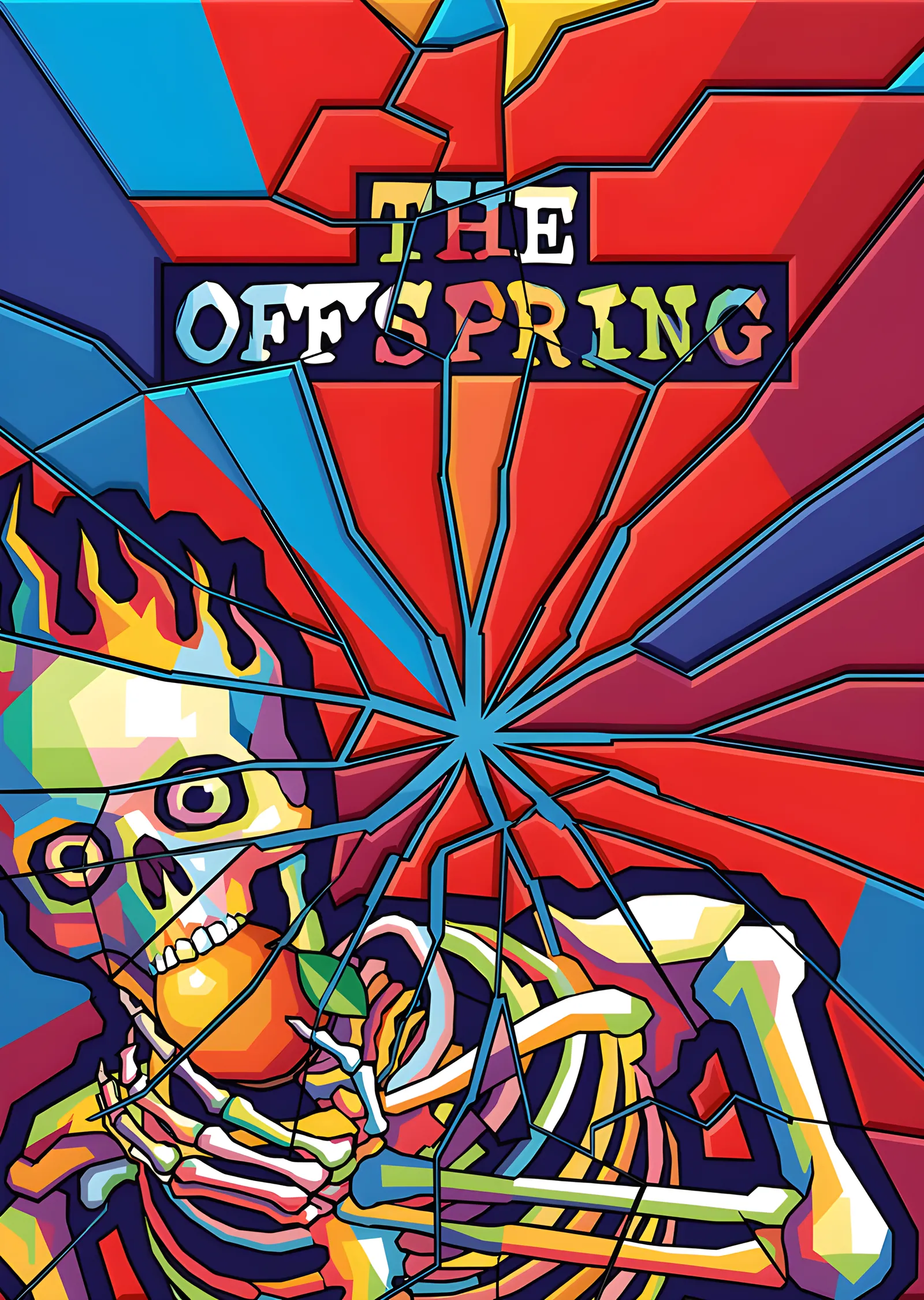 The Offspring - Geometrik Kırmızı Mavi metal tablo