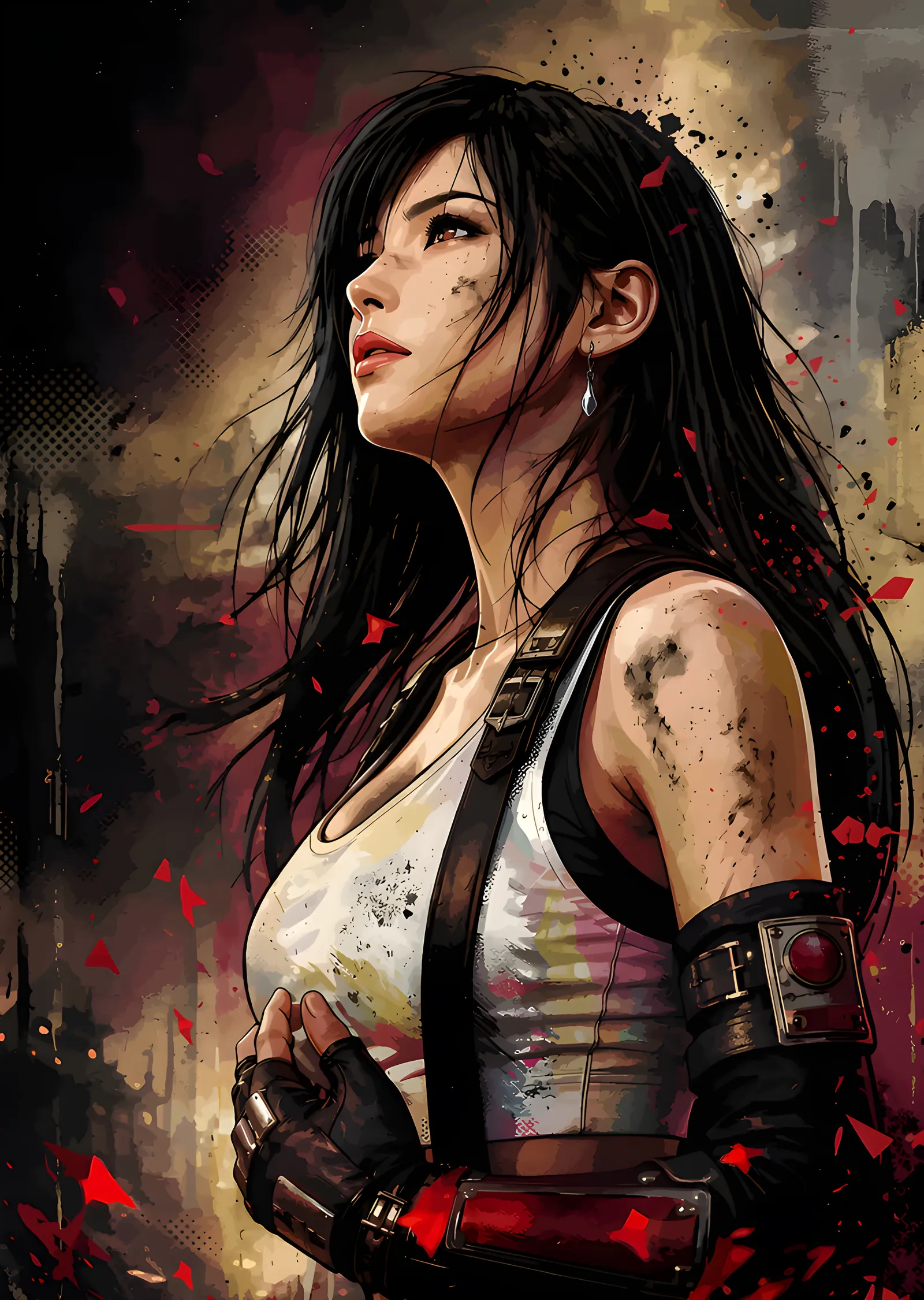 Tifa Lockhart - Yıkıntıda metal tablo