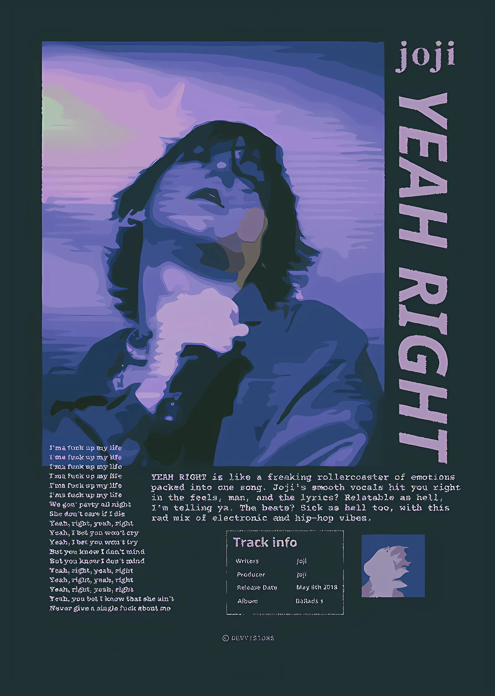 Joji - Yeah Right Afişi metal tablo
