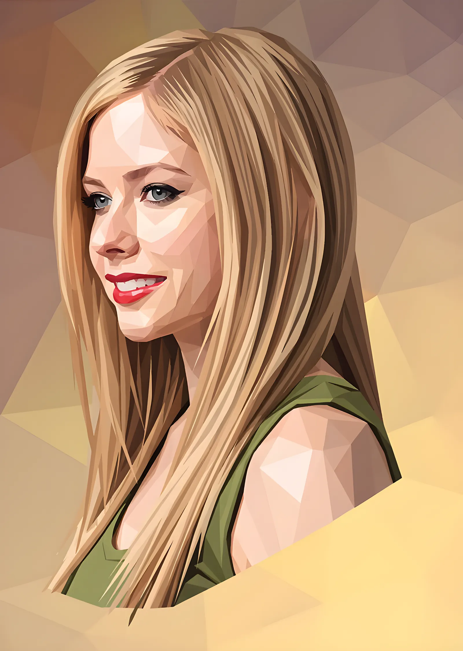 Avril Lavigne - Düşük Poligon Portre metal tablo