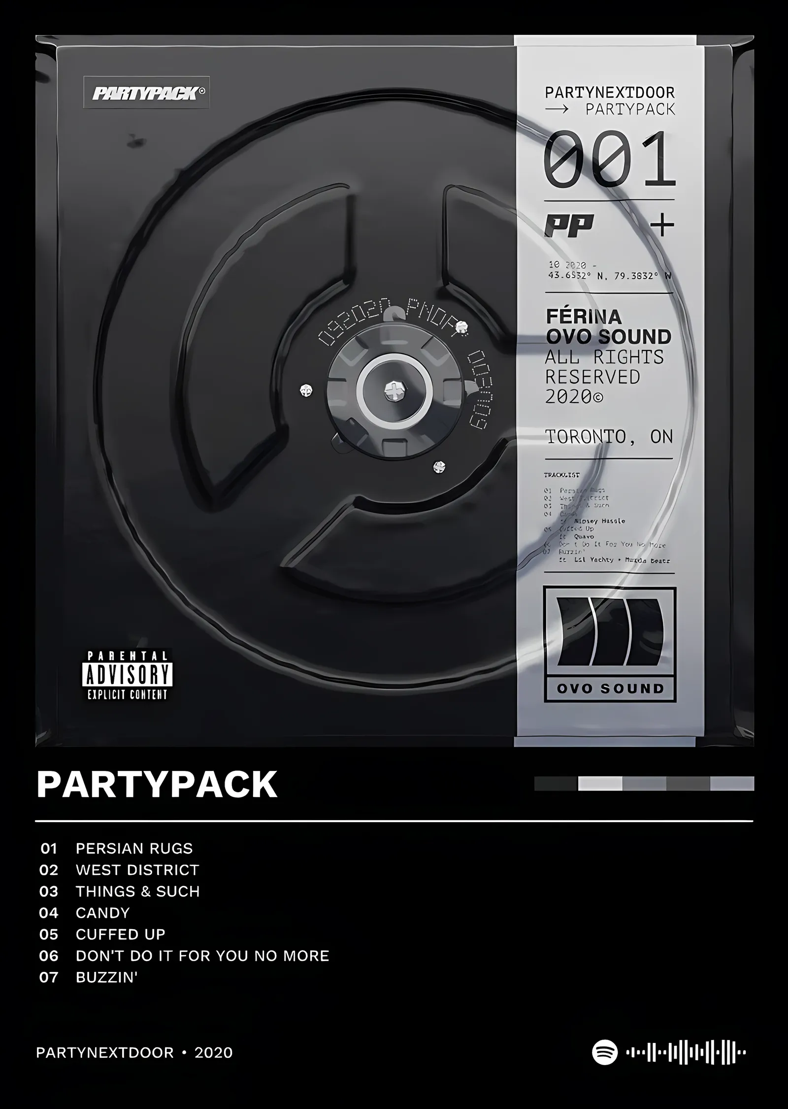 PARTYNEXTDOOR - Partypack Makara Kartı metal tablo