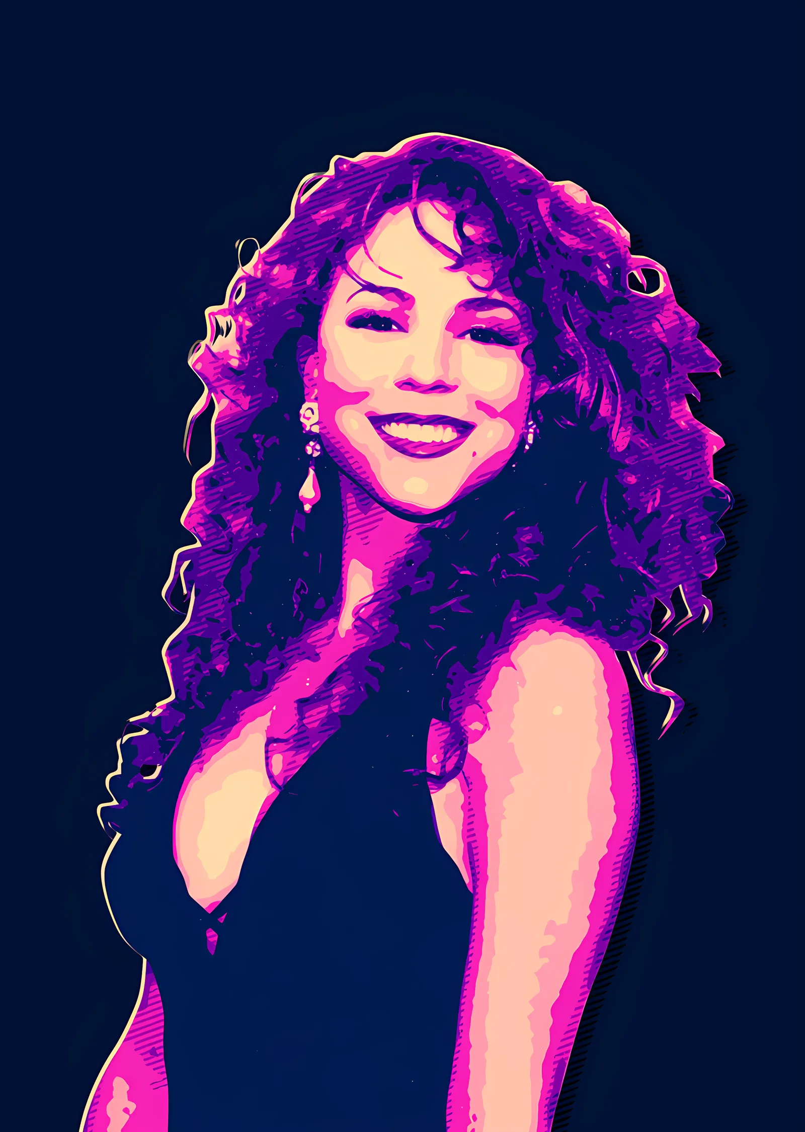 Mariah Carey - Neon Pembe Portre metal tablo