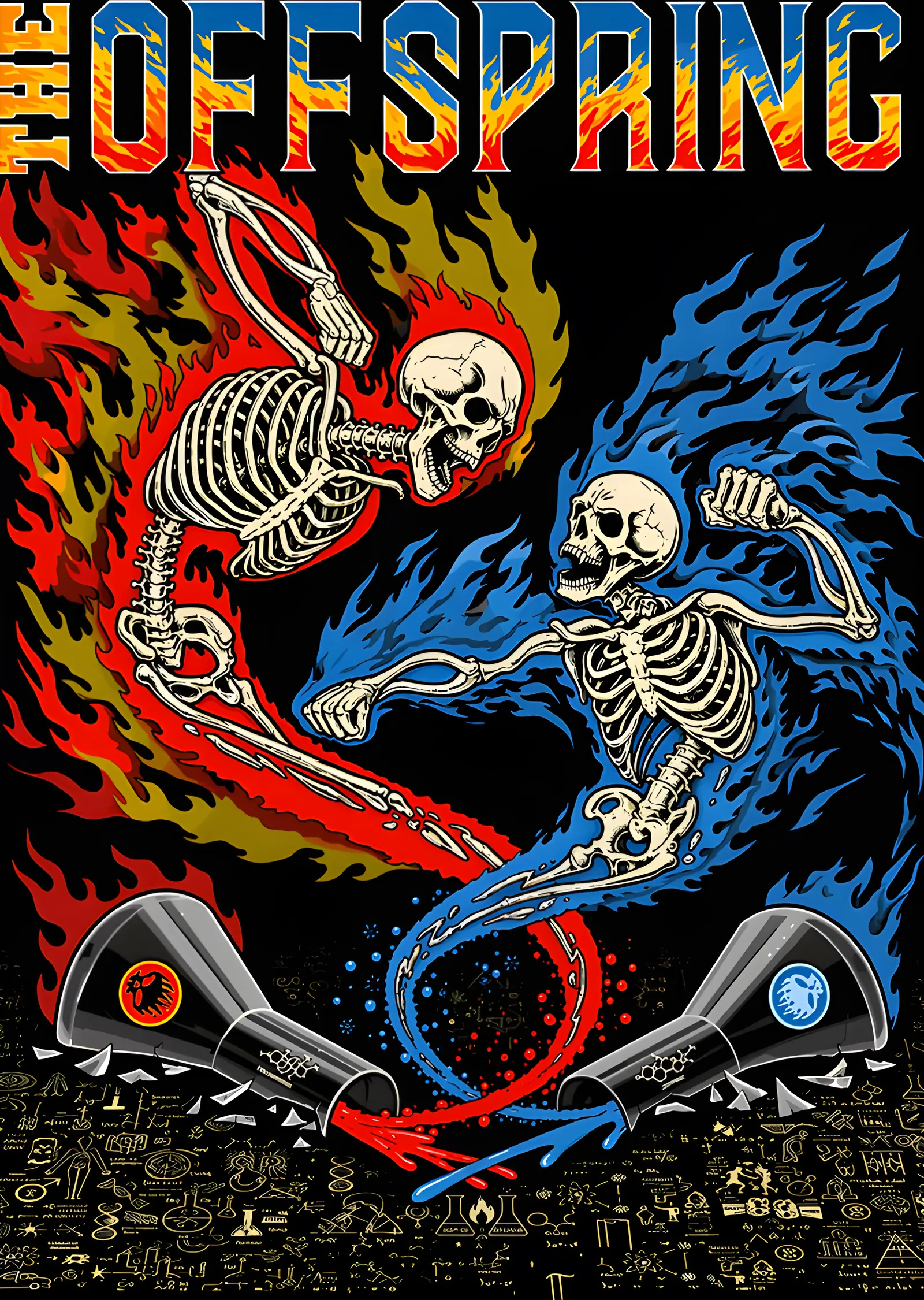 The Offspring - Alevli İskelet Kaykaycılar metal tablo
