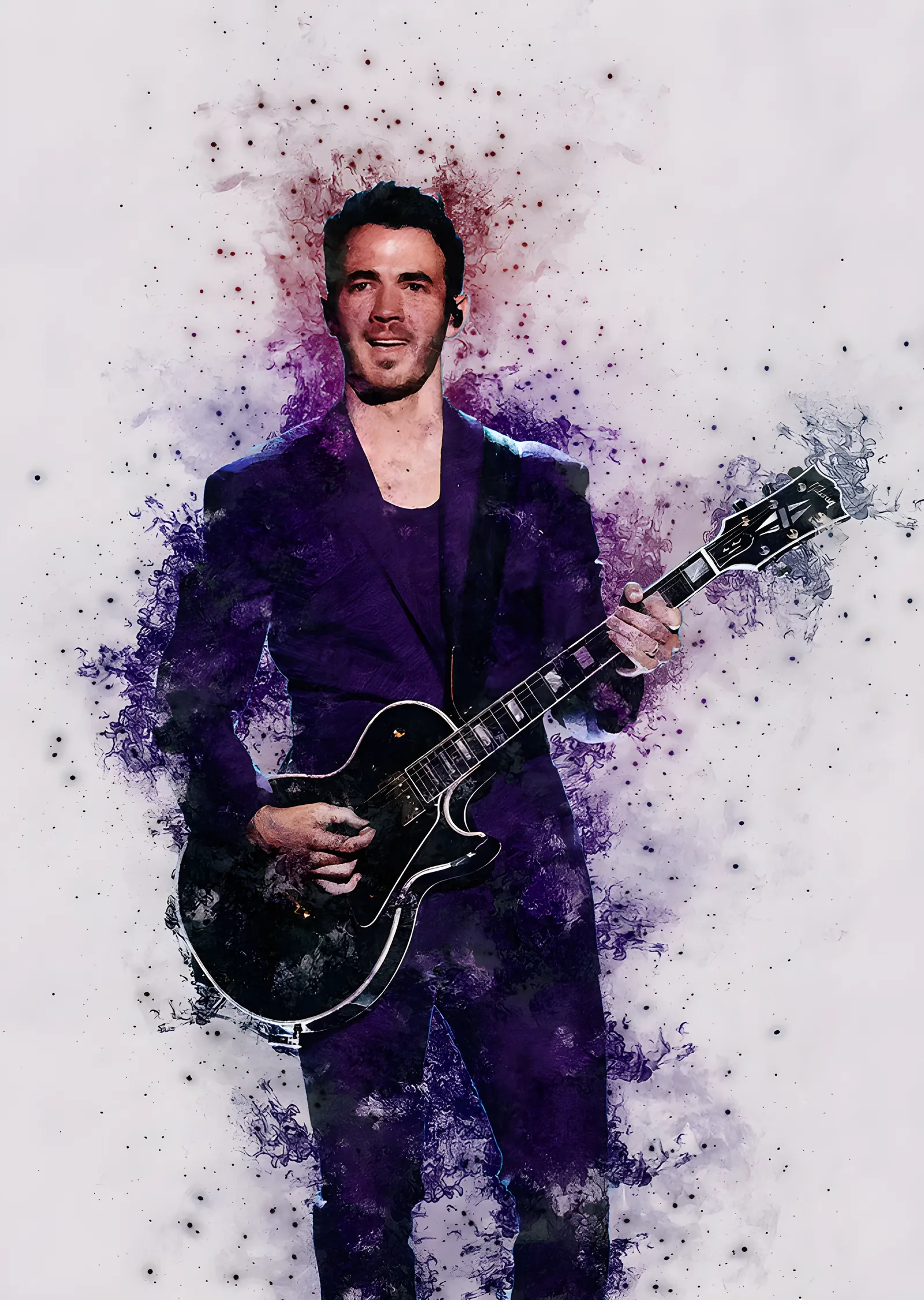Kevin Jonas - Mor Suluboya Gitar metal tablo