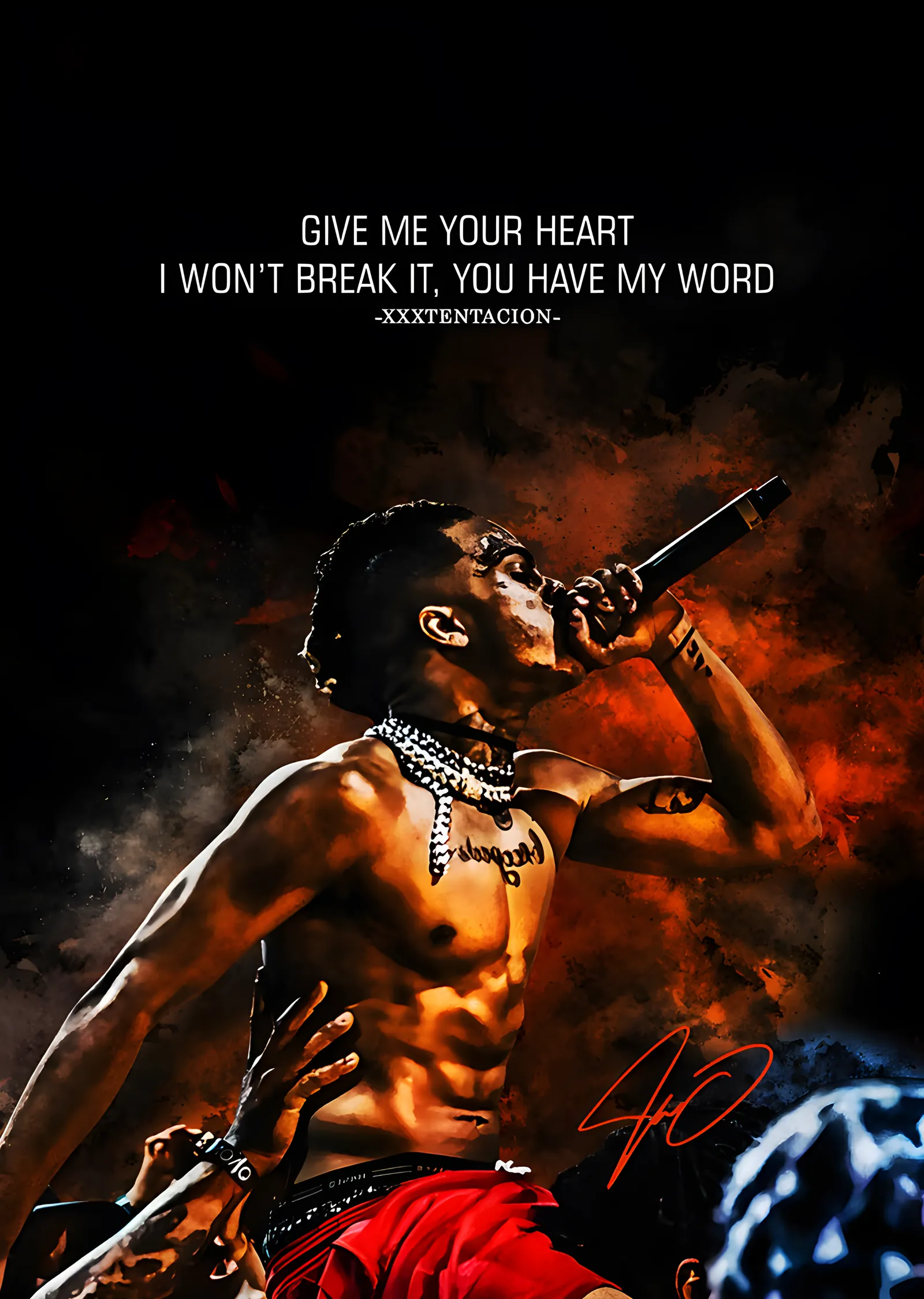 XXXTentacion - Kızıl Sahne Karesi metal tablo