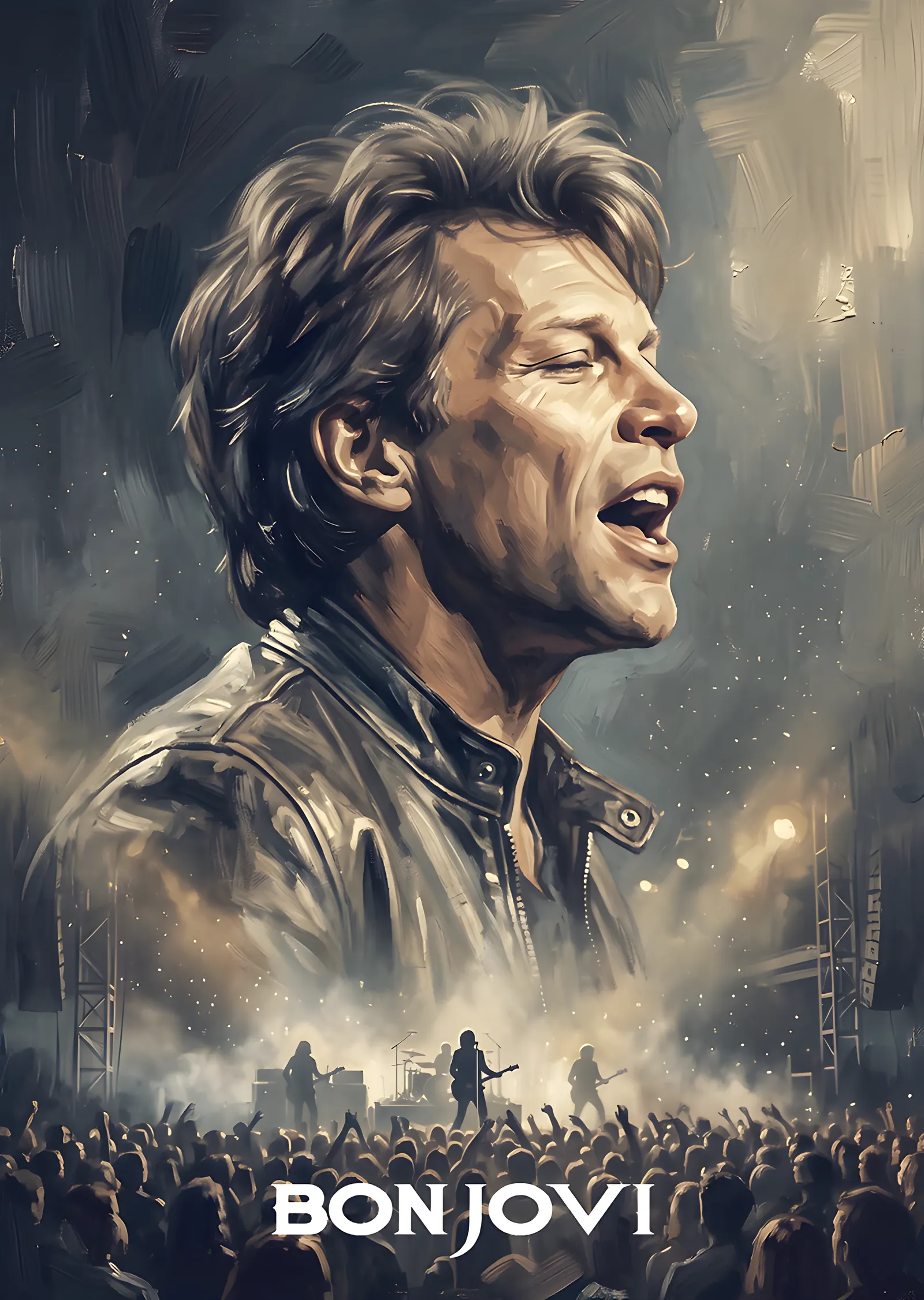 Bon Jovi - Sahne Işığında Portre metal tablo