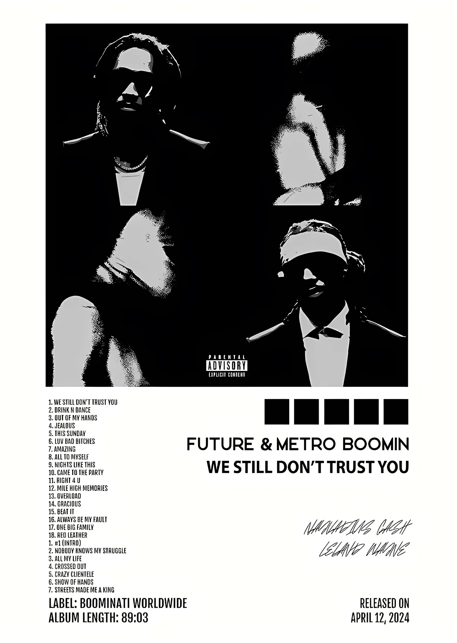 Future & Metro Boomin - We Still Don't Trust You Künyesi metal tablo