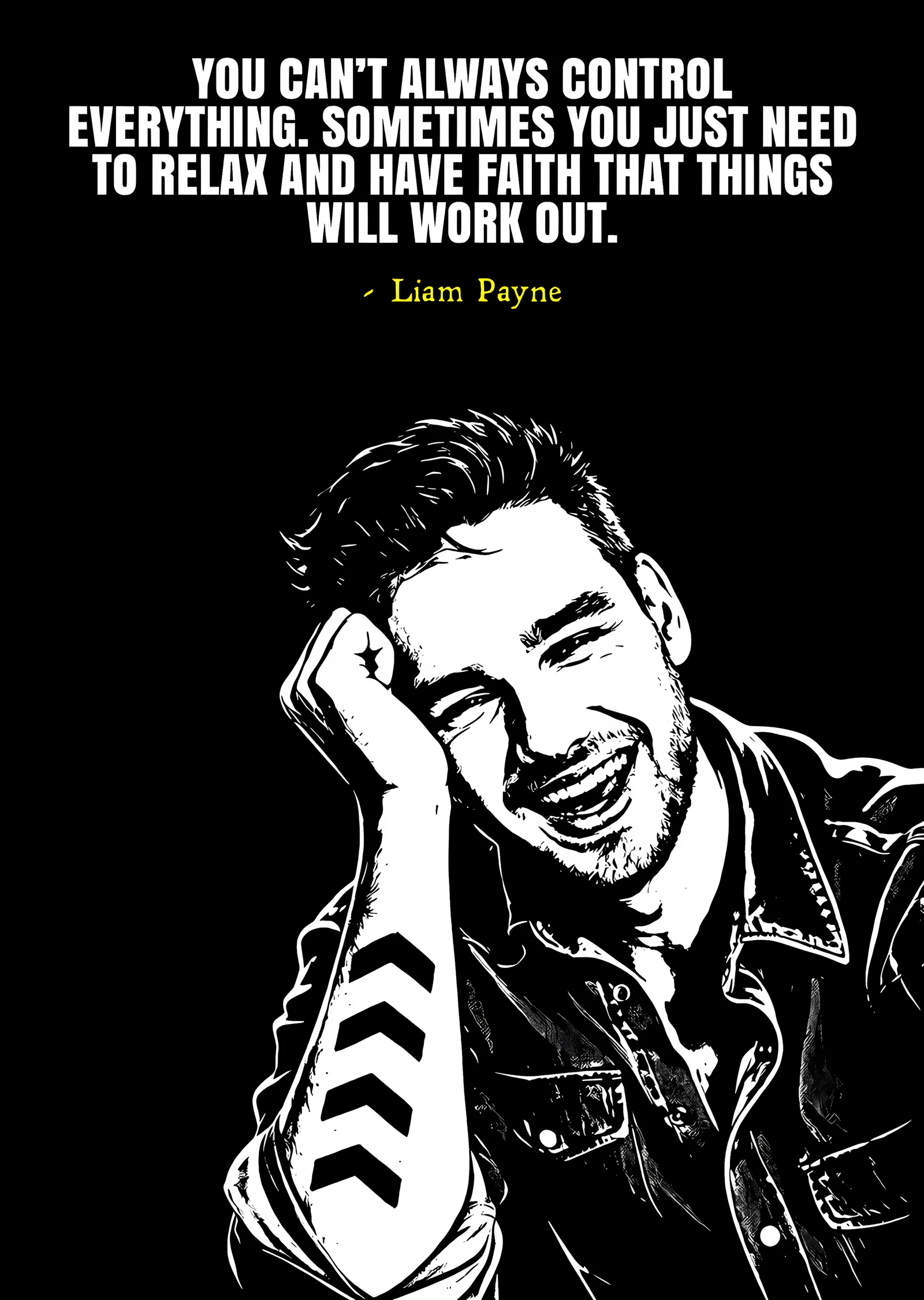 Liam Payne - Siyah Beyaz Alıntı Afişi metal tablo