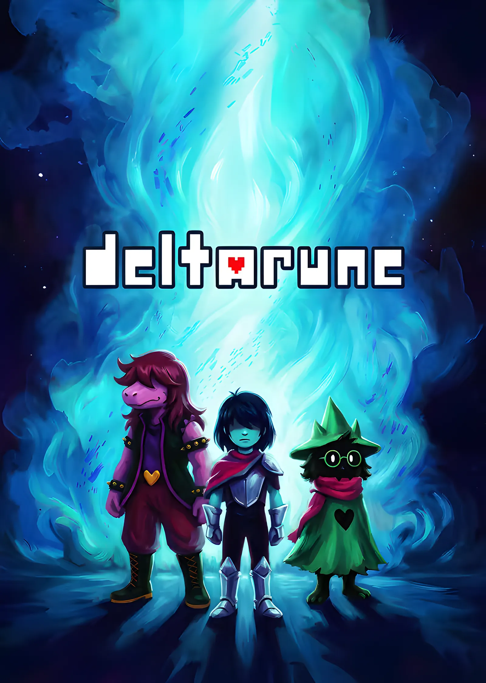 Deltarune - Mavi Alevde Üç Kahraman metal tablo