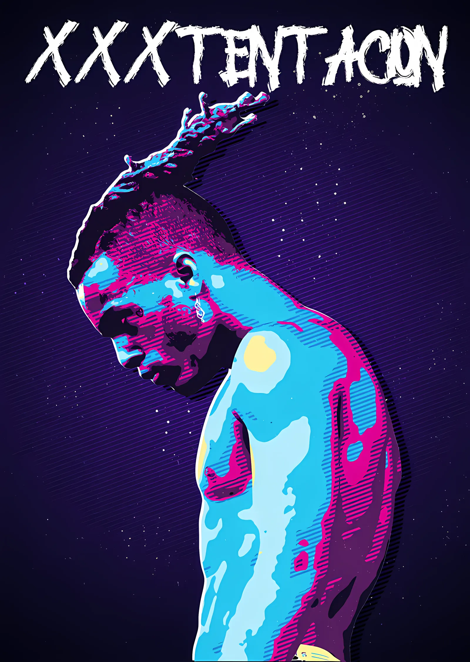 XXXTentacion - Mor Zeminde Neon Portre metal tablo