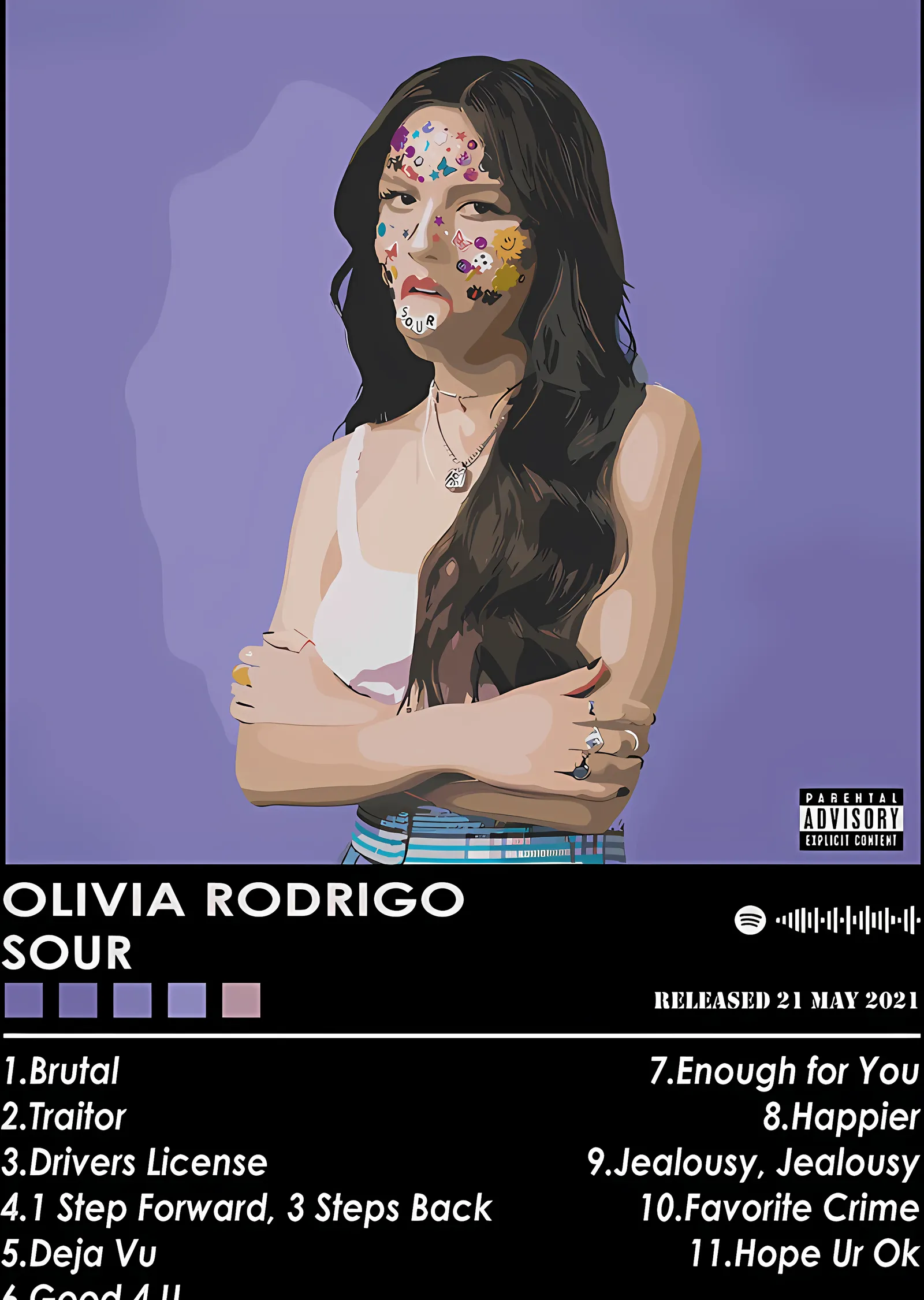 Olivia Rodrigo - SOUR metal tablo