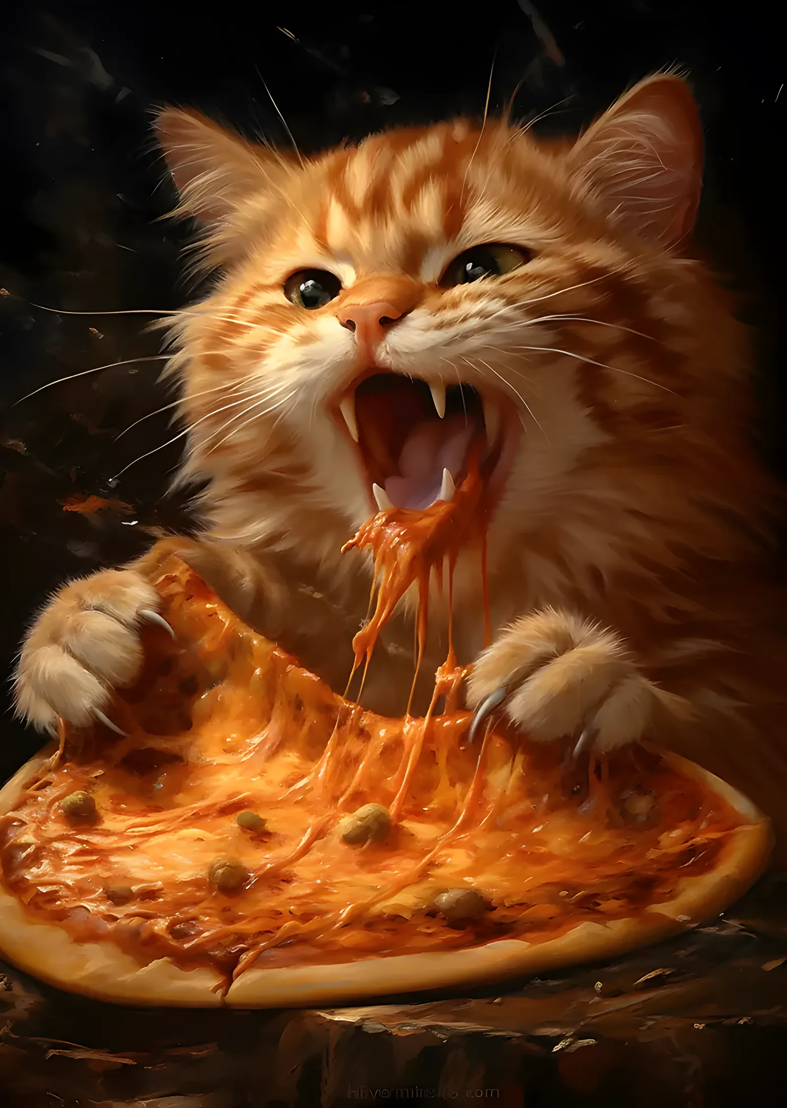 Pizza Yiyen Turuncu Kedi metal tablo